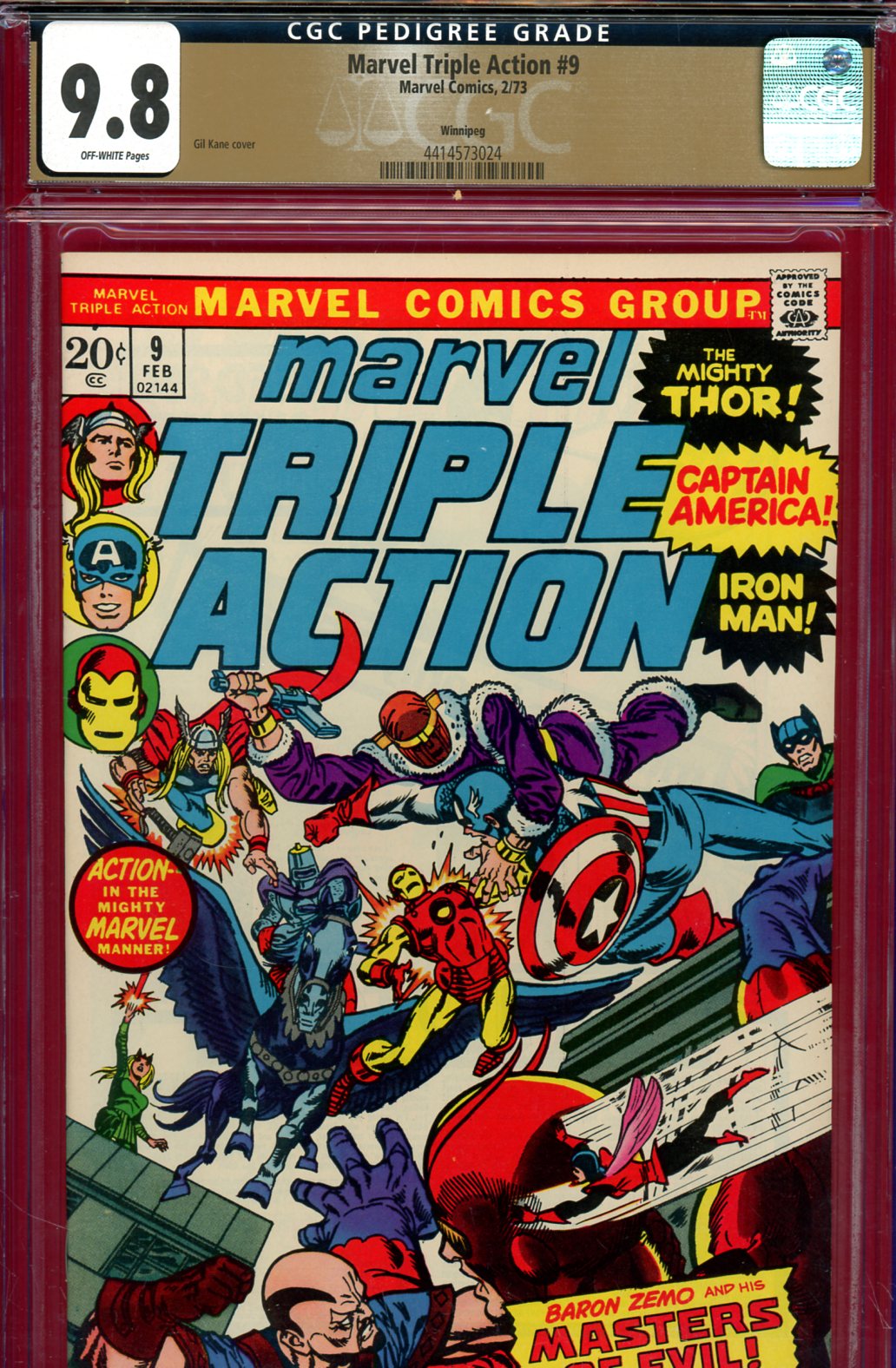 Marvel Triple Action #9 CGC 9.8 ow Winnipeg