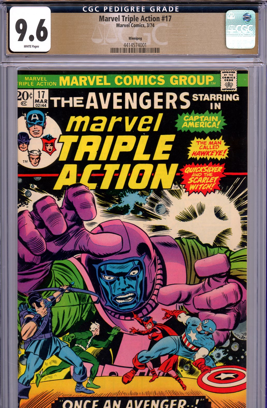 Marvel Triple Action #17 CGC 9.6 w Winnipeg