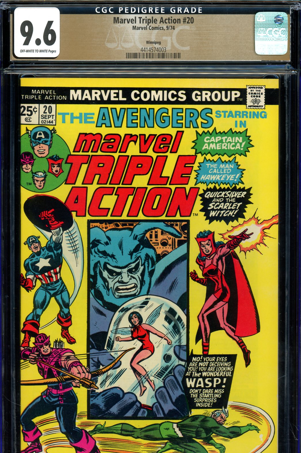 Marvel Triple Action #20 CGC 9.6 ow/w Winnipeg