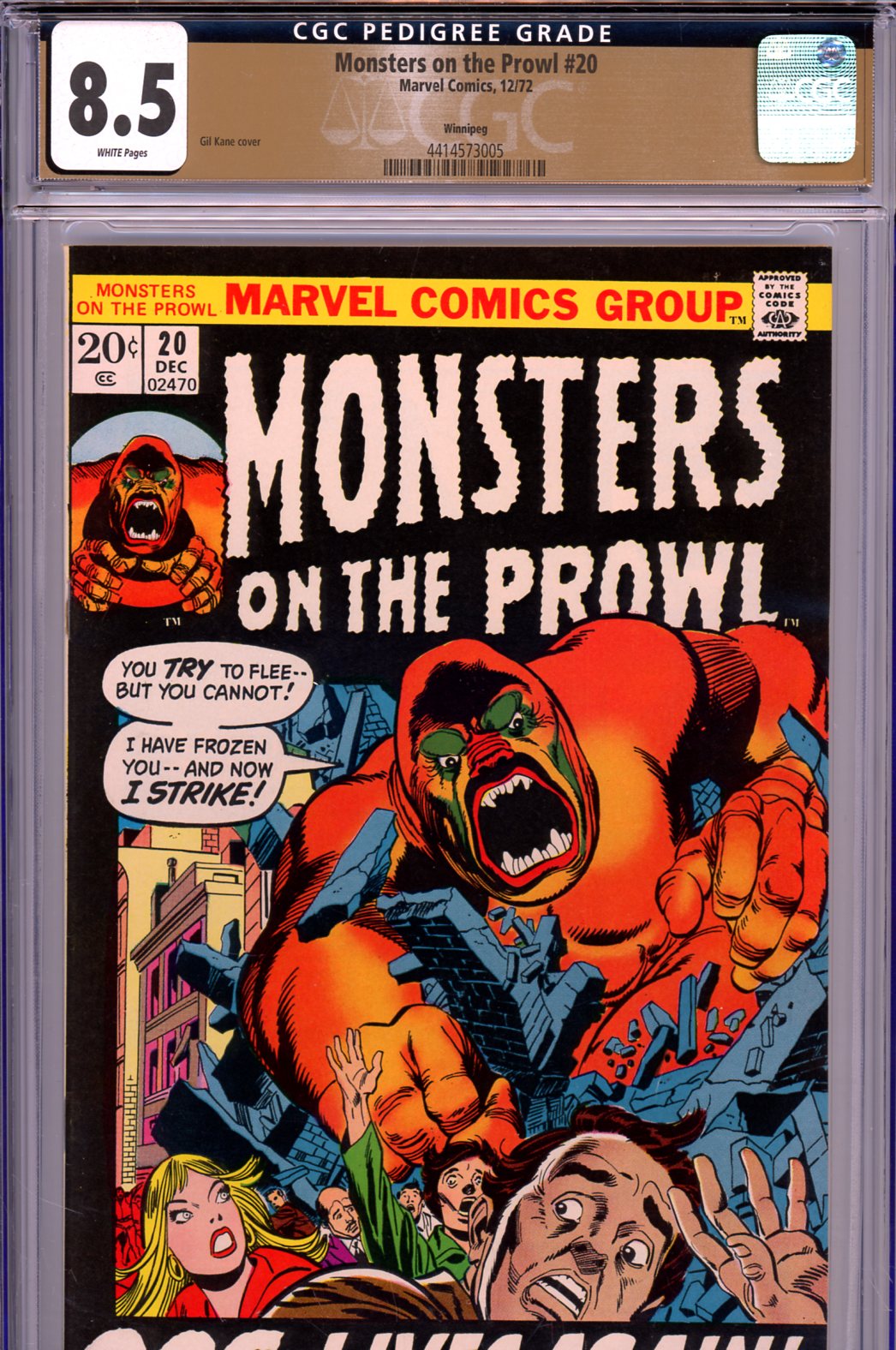 Monsters on the Prowl #20 CGC 8.5 w Winnipeg