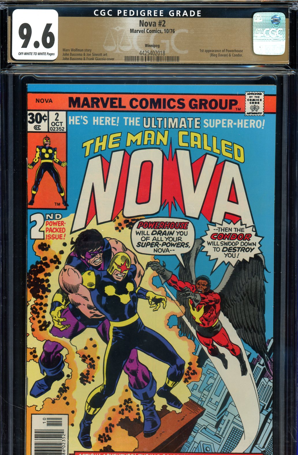 Nova #2 CGC 9.6 ow/w Winnipeg