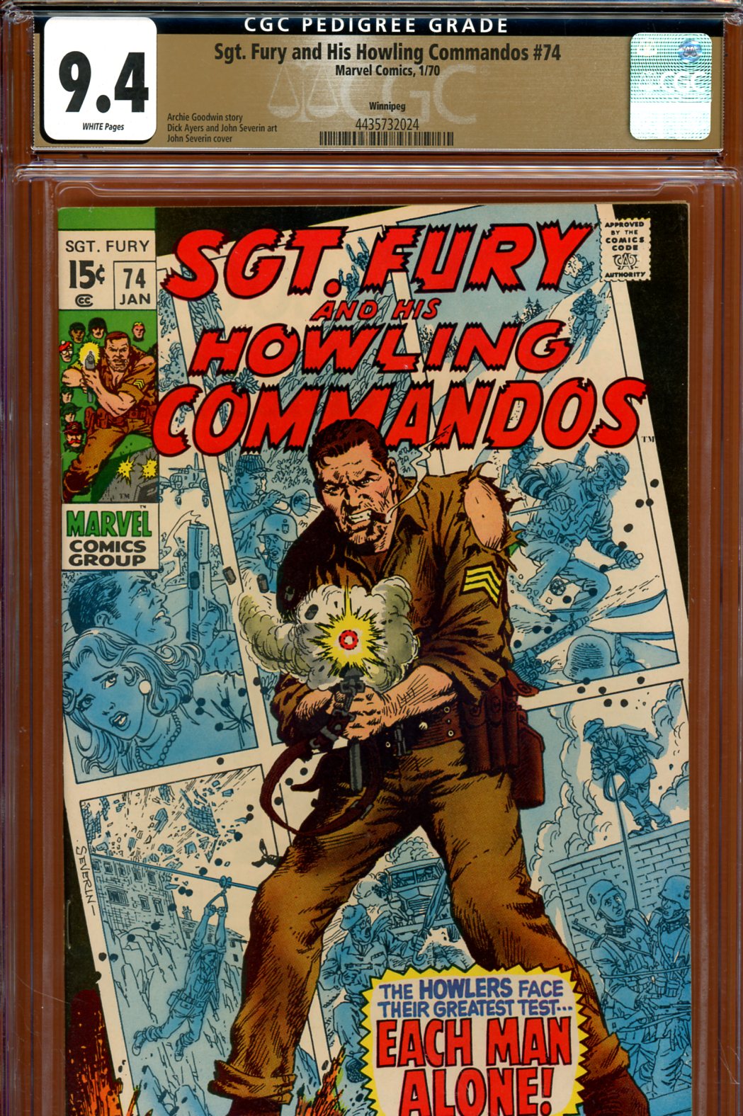 Sgt. Fury and His Howling Commandos #74 CGC 9.4 w Winnipeg