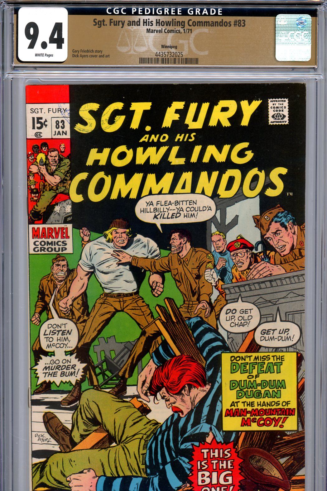 Sgt. Fury and His Howling Commandos #83 CGC 9.4 w Winnipeg