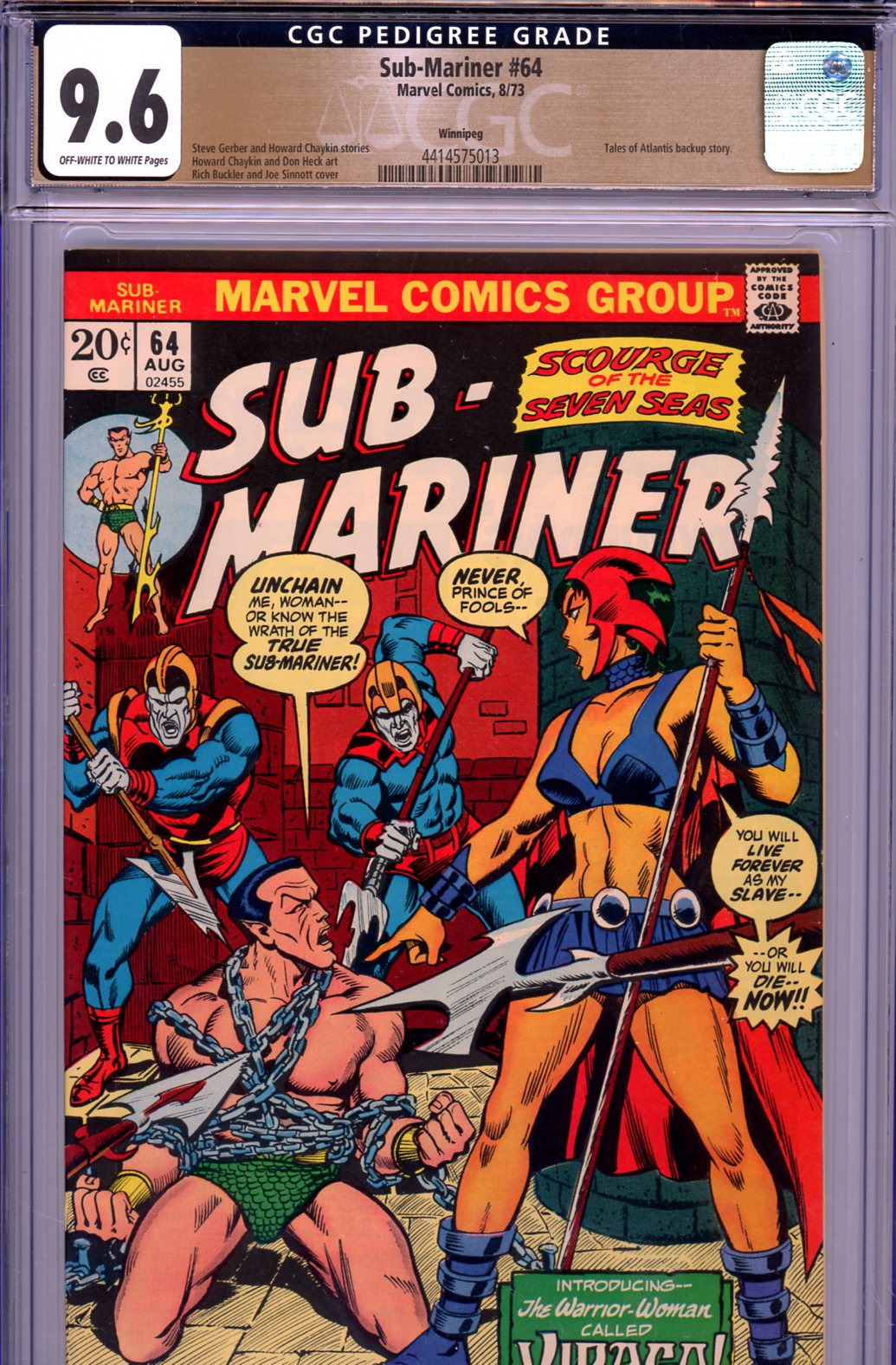 Sub-Mariner #64 CGC 9.6 ow/w Winnipeg