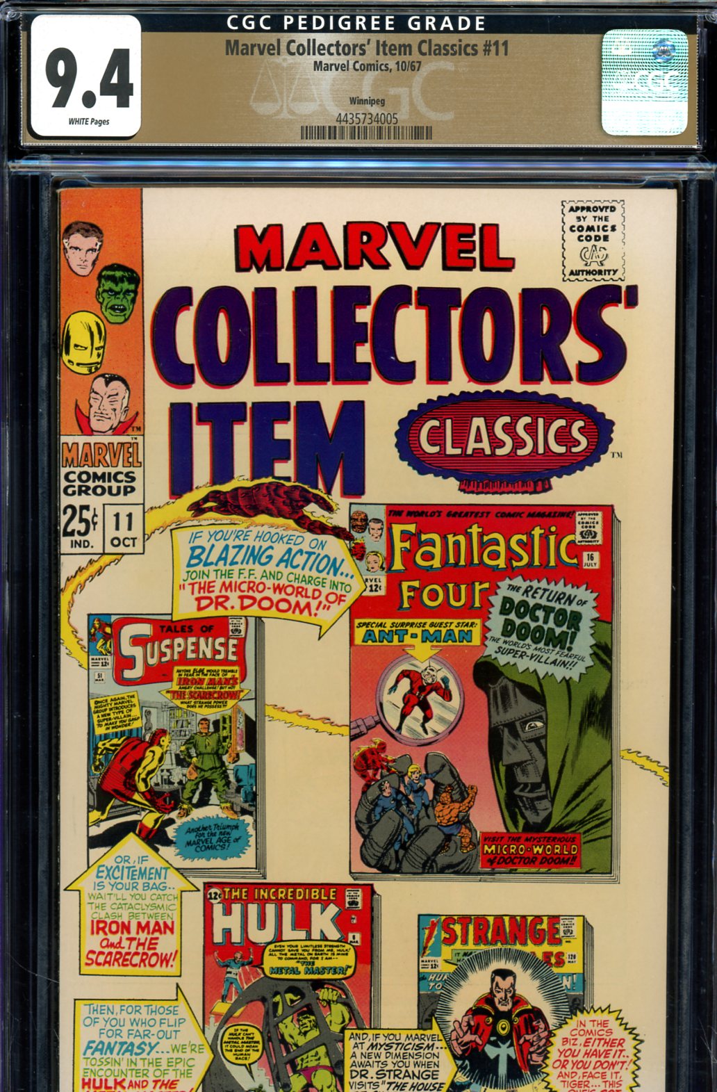 Marvel Collectors' Item Classics #11 CGC 9.4 w Winnipeg