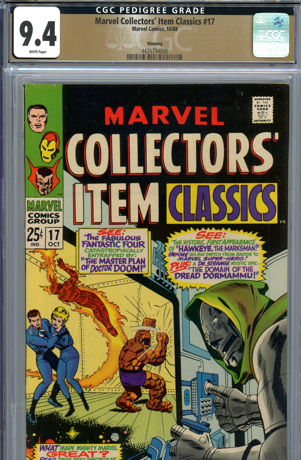 Marvel Collectors' Item Classics #17 CGC 9.4 w Winnipeg