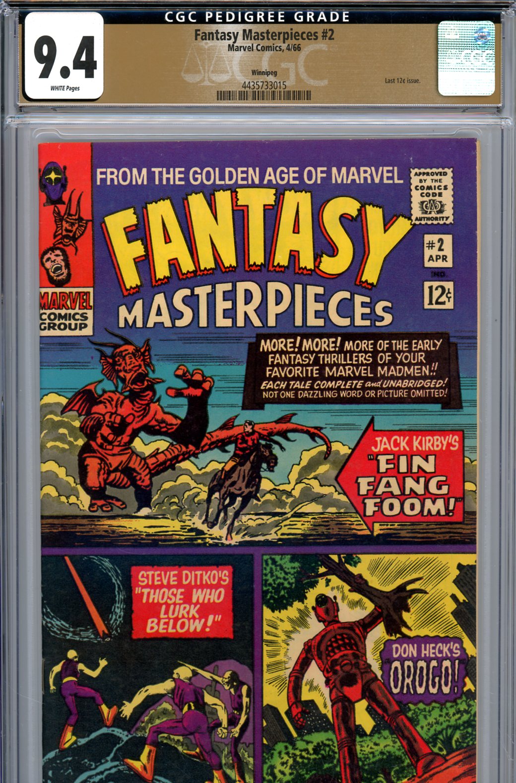 Fantasy Masterpieces #2 CGC 9.4 w Winnipeg