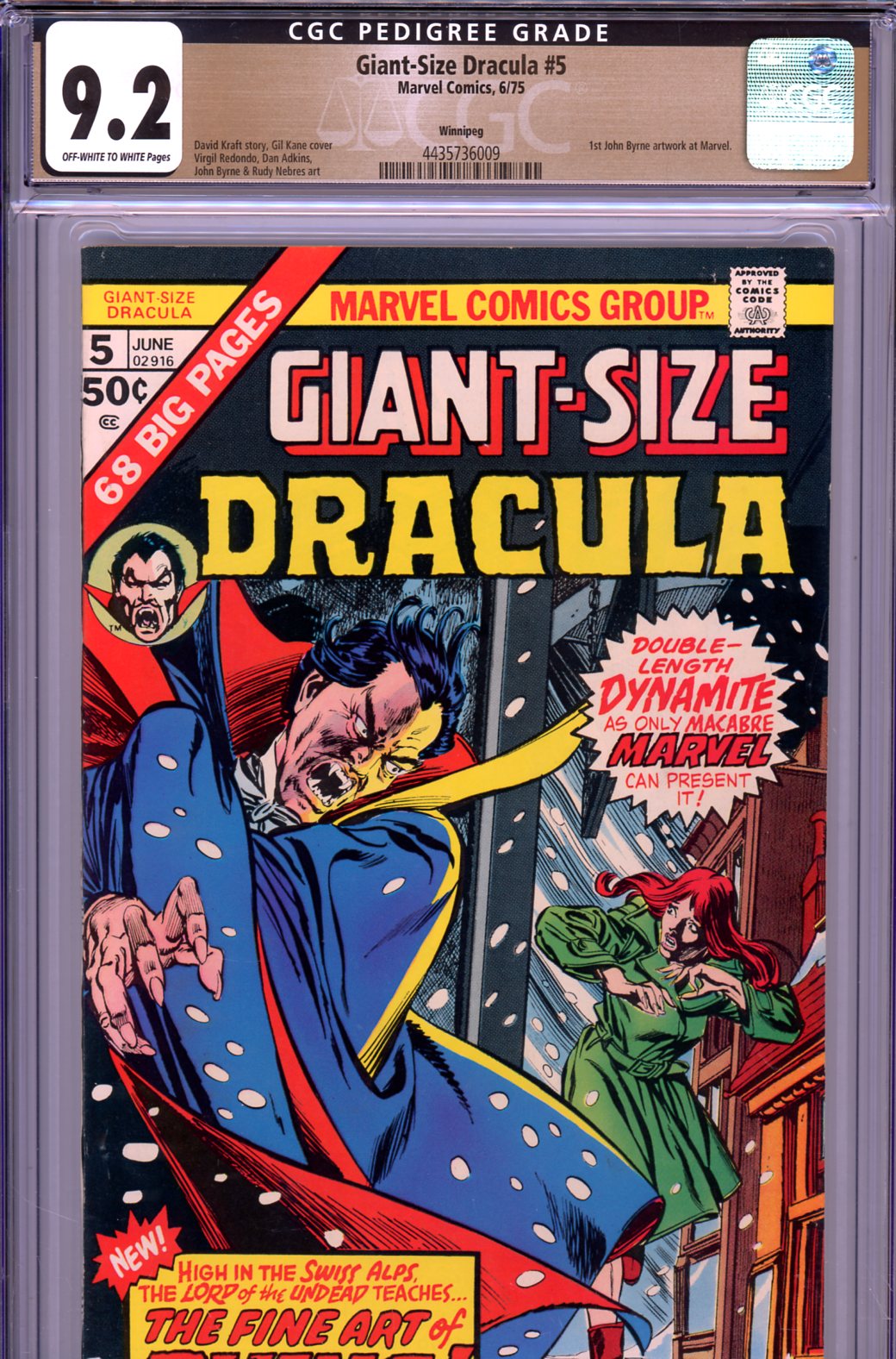 Giant-Size Dracula #5 CGC 9.2 ow/w Winnipeg