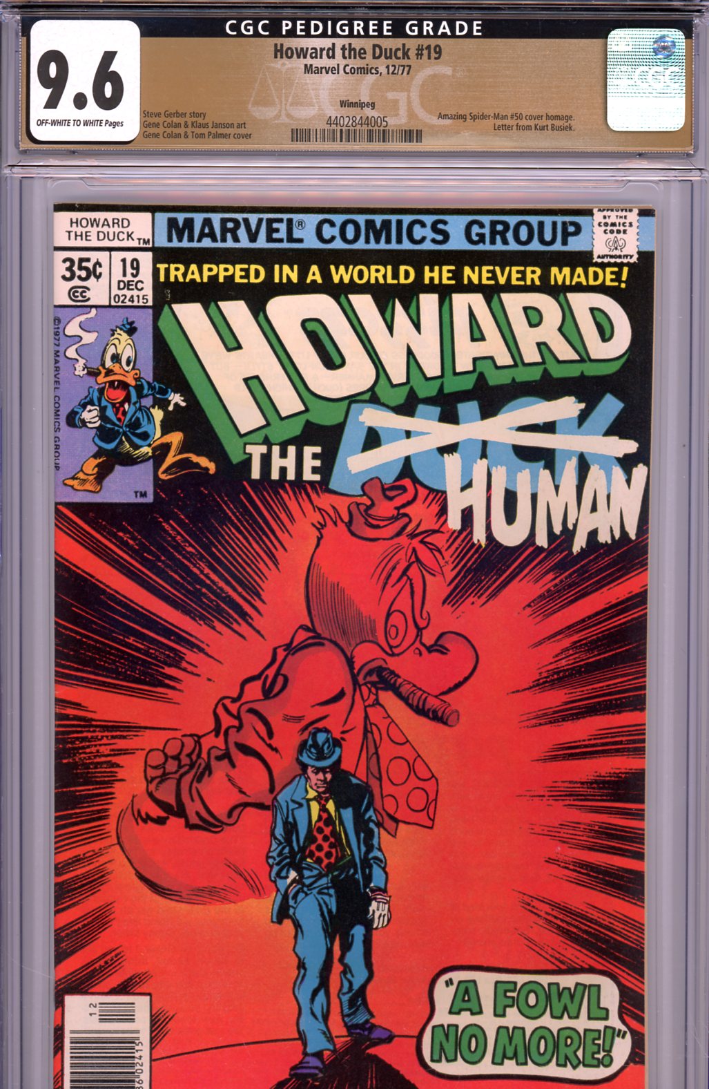 Howard the Duck #19 CGC 9.6 ow/w Winnipeg