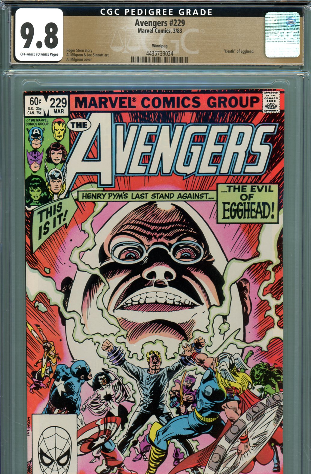 Avengers #229 CGC 9.8 ow/w Winnipeg