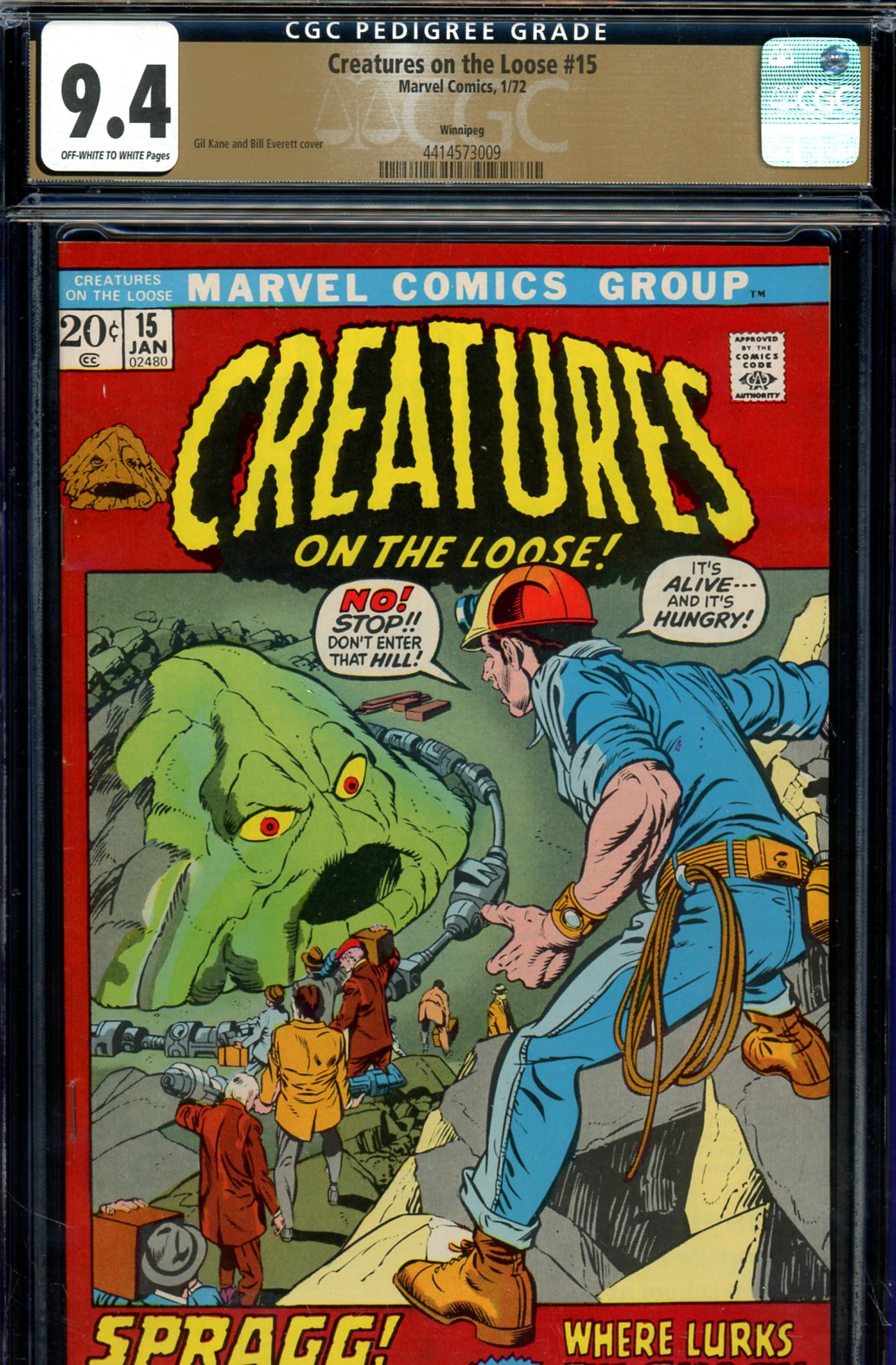 Creatures On The Loose #15 CGC 9.4 ow/w Winnipeg