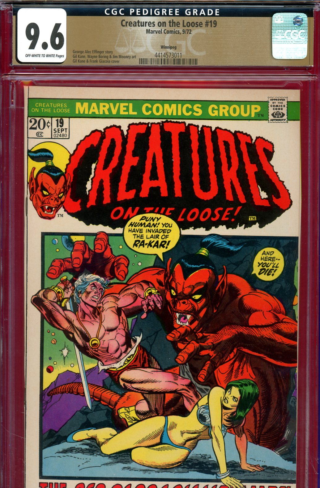 Creatures On The Loose #19 CGC 9.6 ow/w Winnipeg