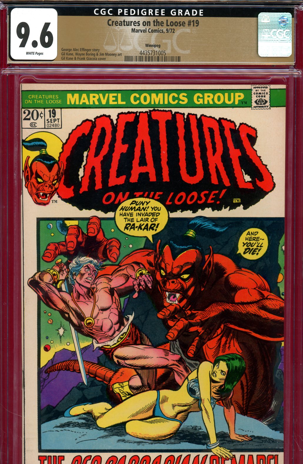 Creatures On The Loose #19 CGC 9.6 w Winnipeg