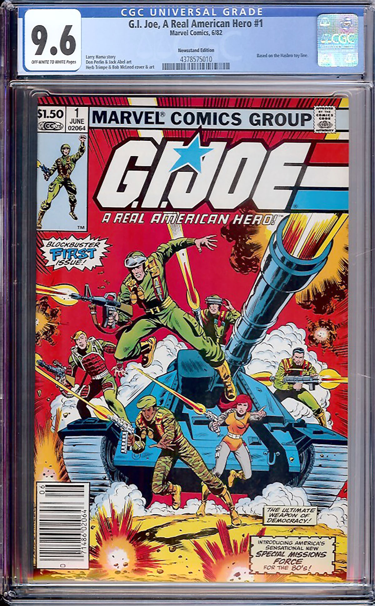 G.I. Joe, A Real American Hero #1 CGC 9.6 ow/w Newsstand Edition