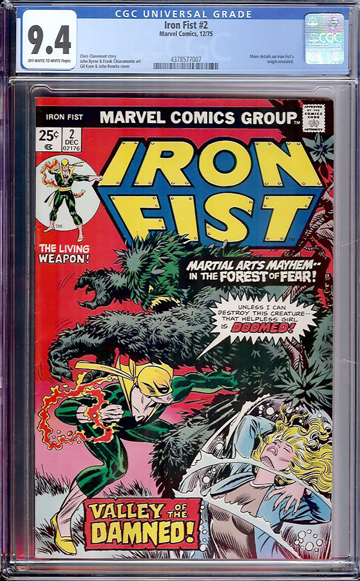 Iron Fist #2 CGC 9.4 ow/w