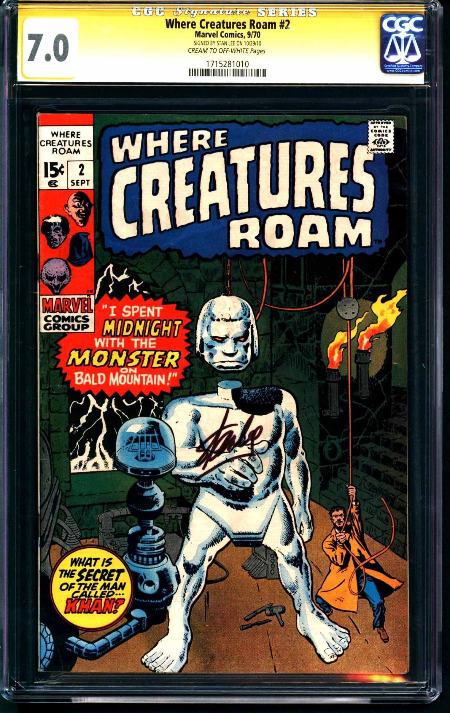 Where Creatures Roam #2 CGC 7.0 cr/ow CGC Signature SERIES