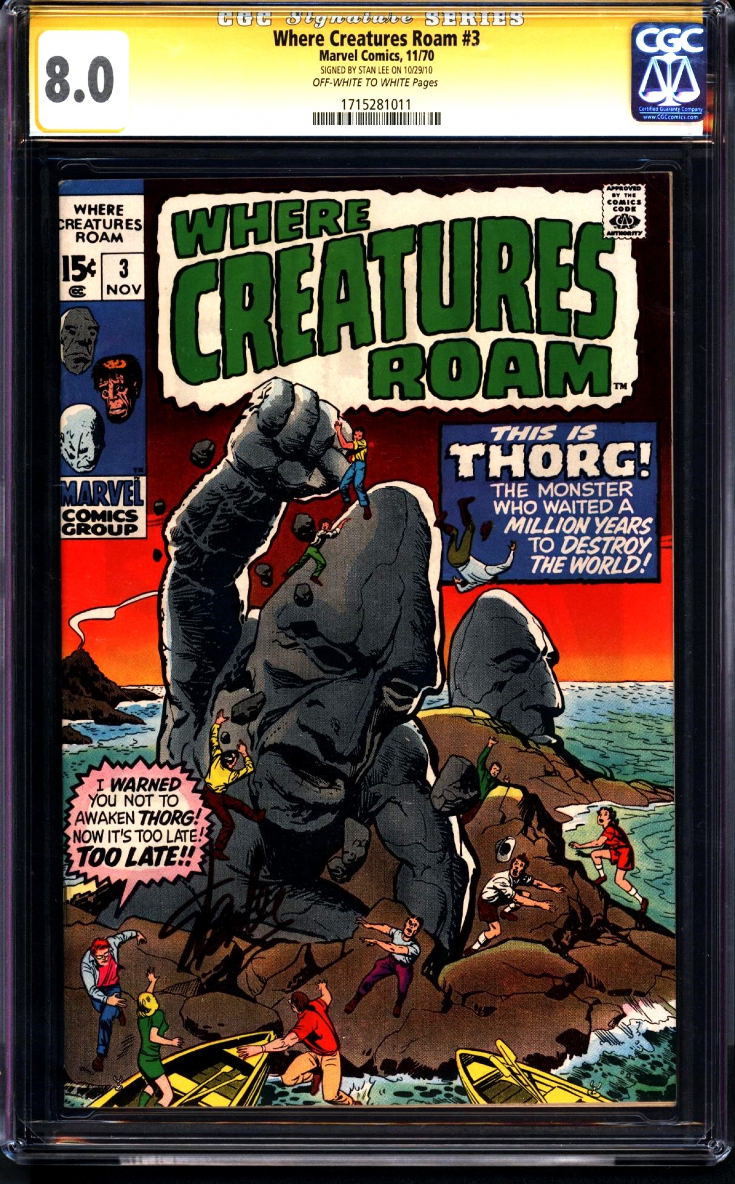 Where Creatures Roam #3 CGC 8.0 ow/w CGC Signature SERIES