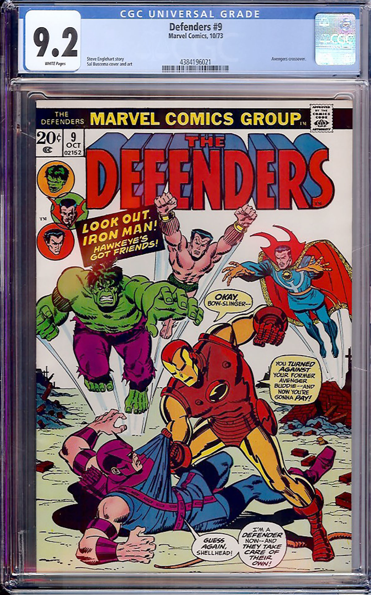 Defenders #9 CGC 9.2 w