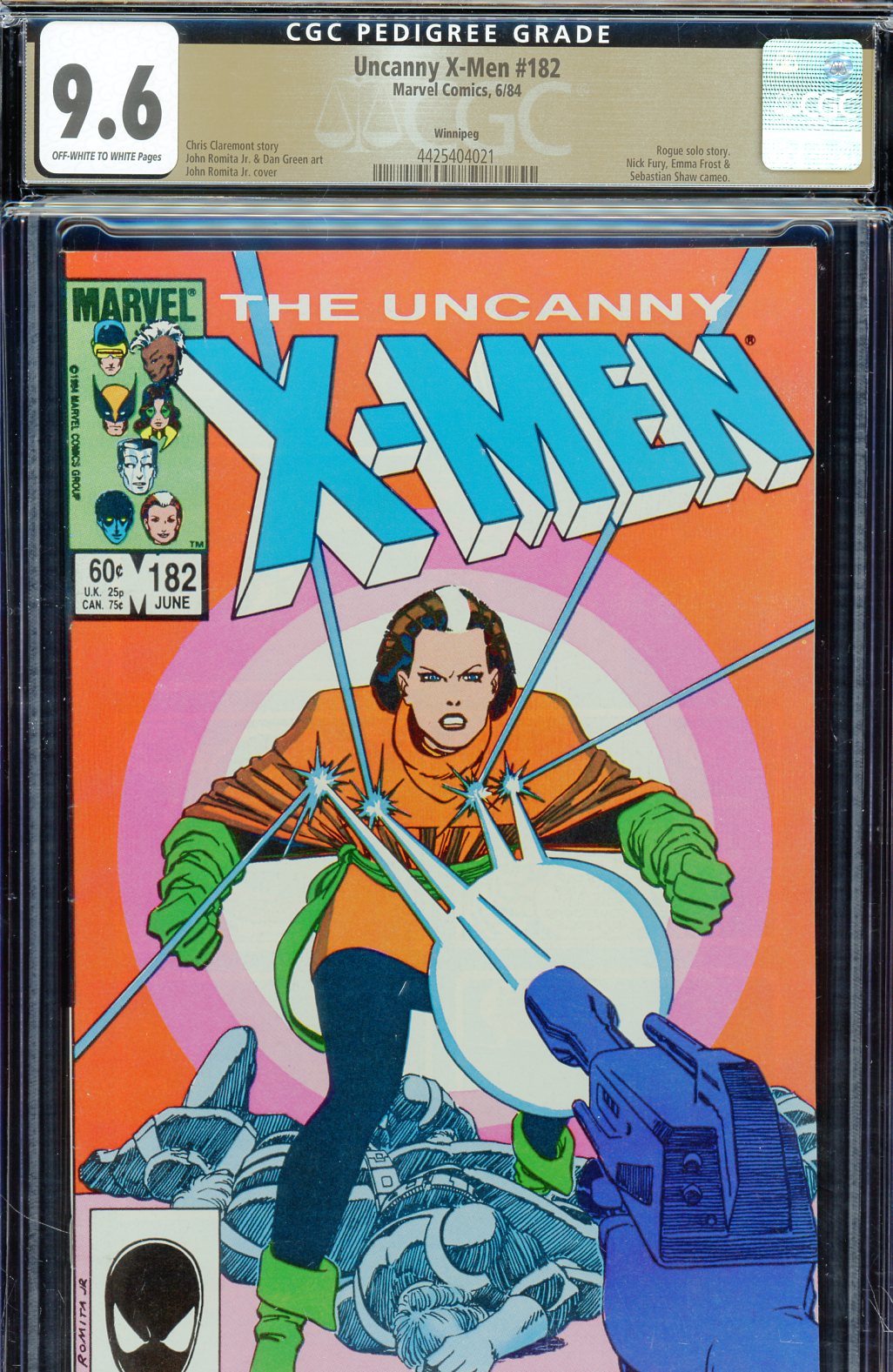 Uncanny X-Men #182 CGC 9.6 ow/w Winnipeg