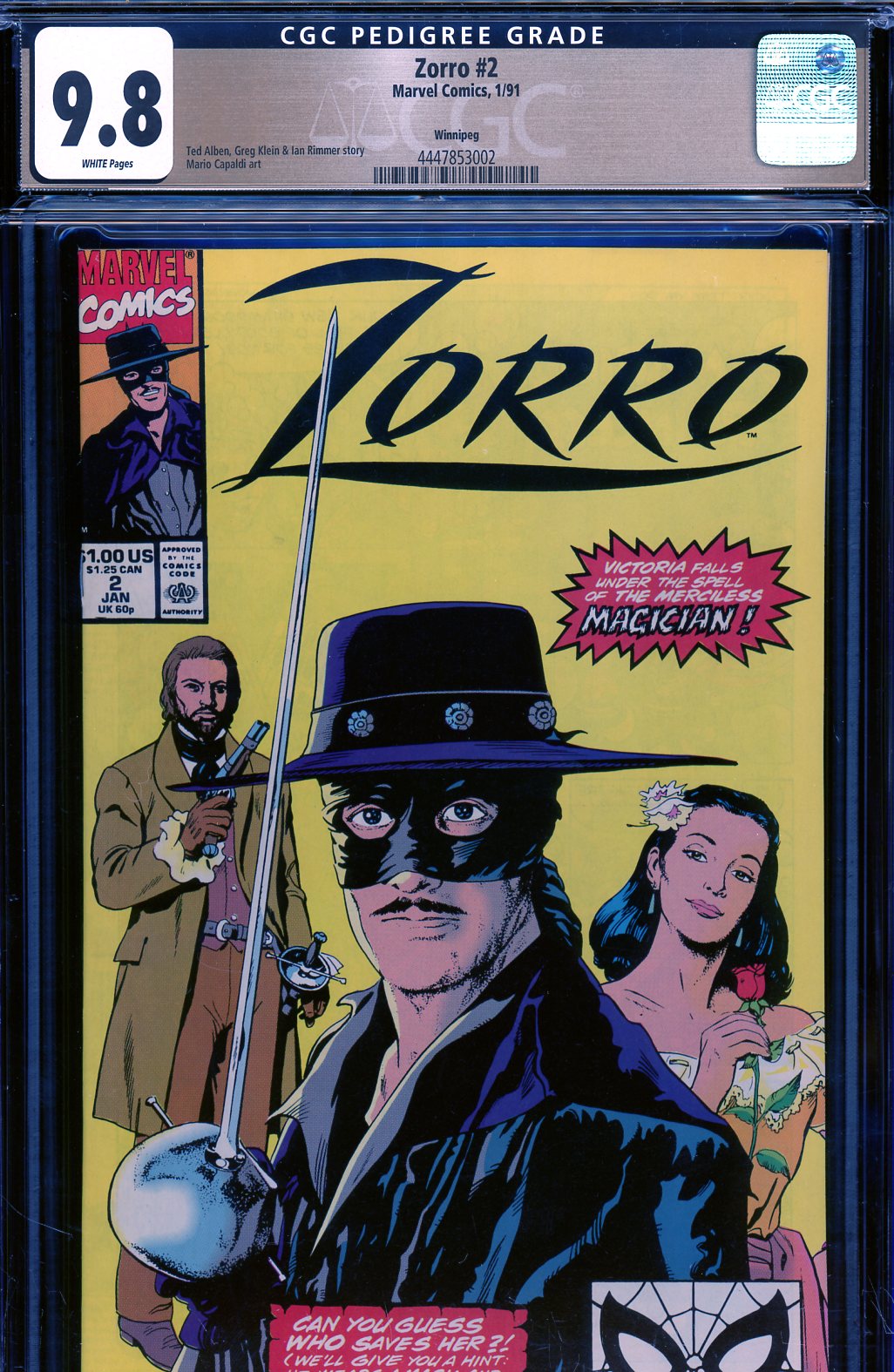 Zorro #2 CGC 9.8 w Winnipeg