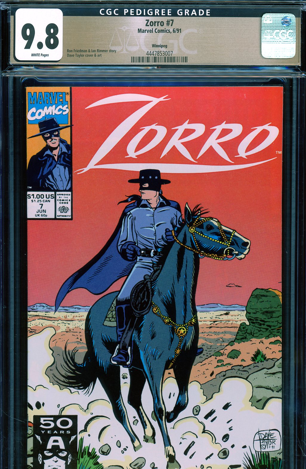 Zorro #7 CGC 9.8 w Winnipeg