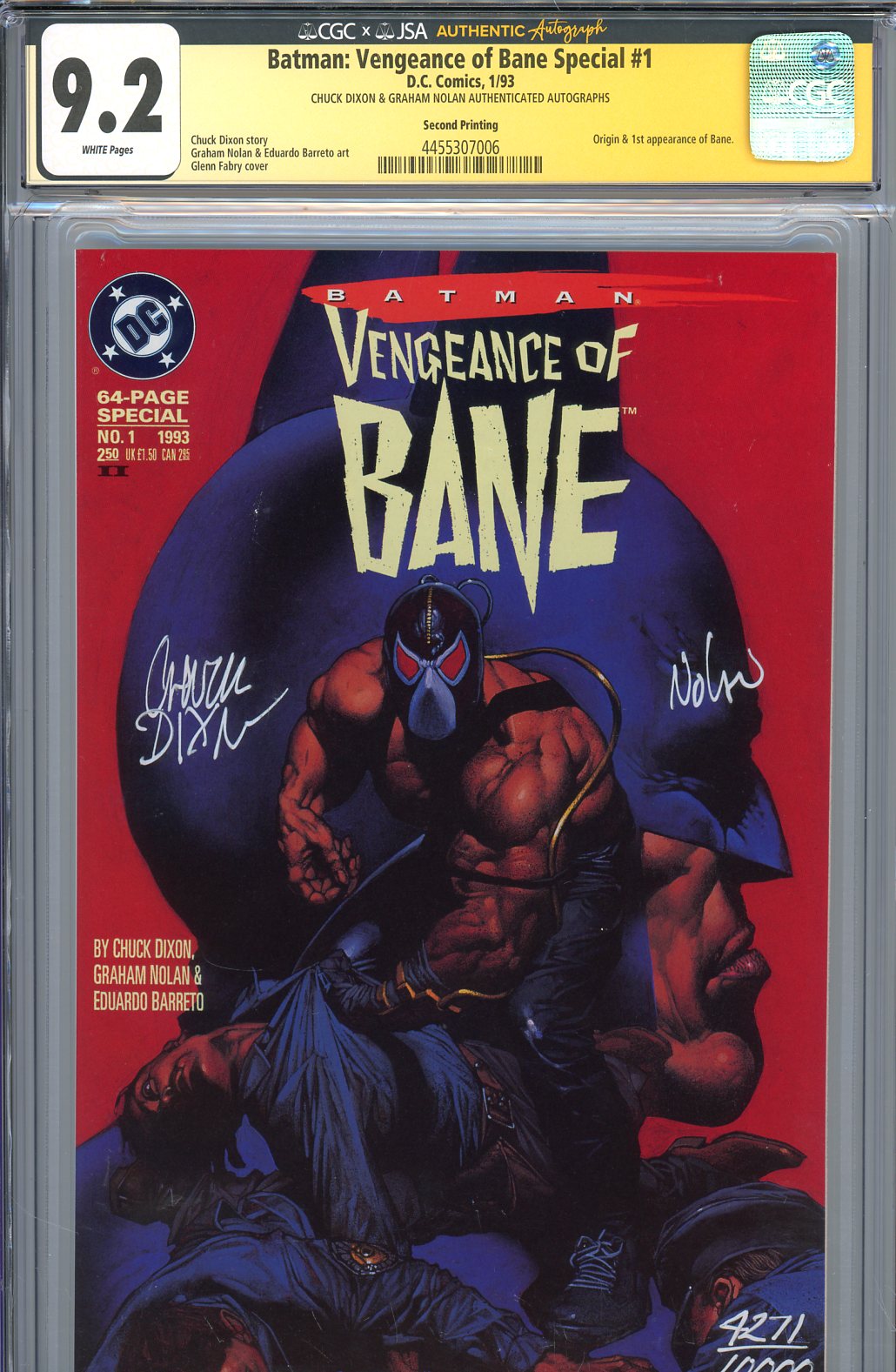 Batman: Vengeance of Bane Special #1 CGC 9.2 w 2nd Printing