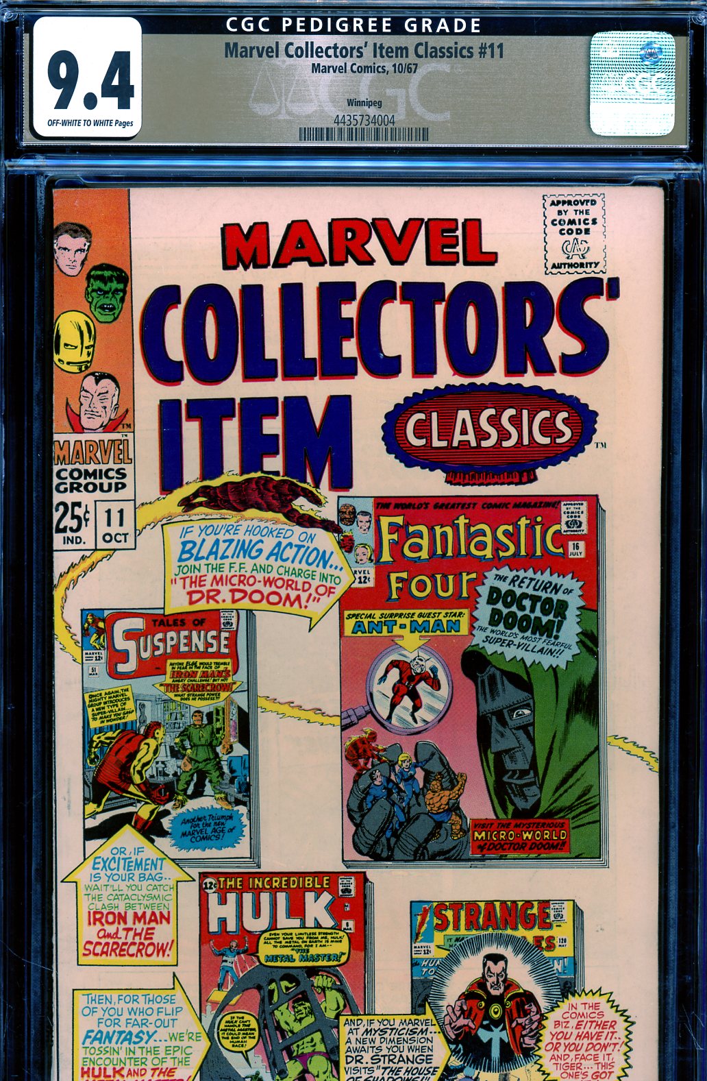 Marvel Collectors' Item Classics #11 CGC 9.4 ow/w Winnipeg