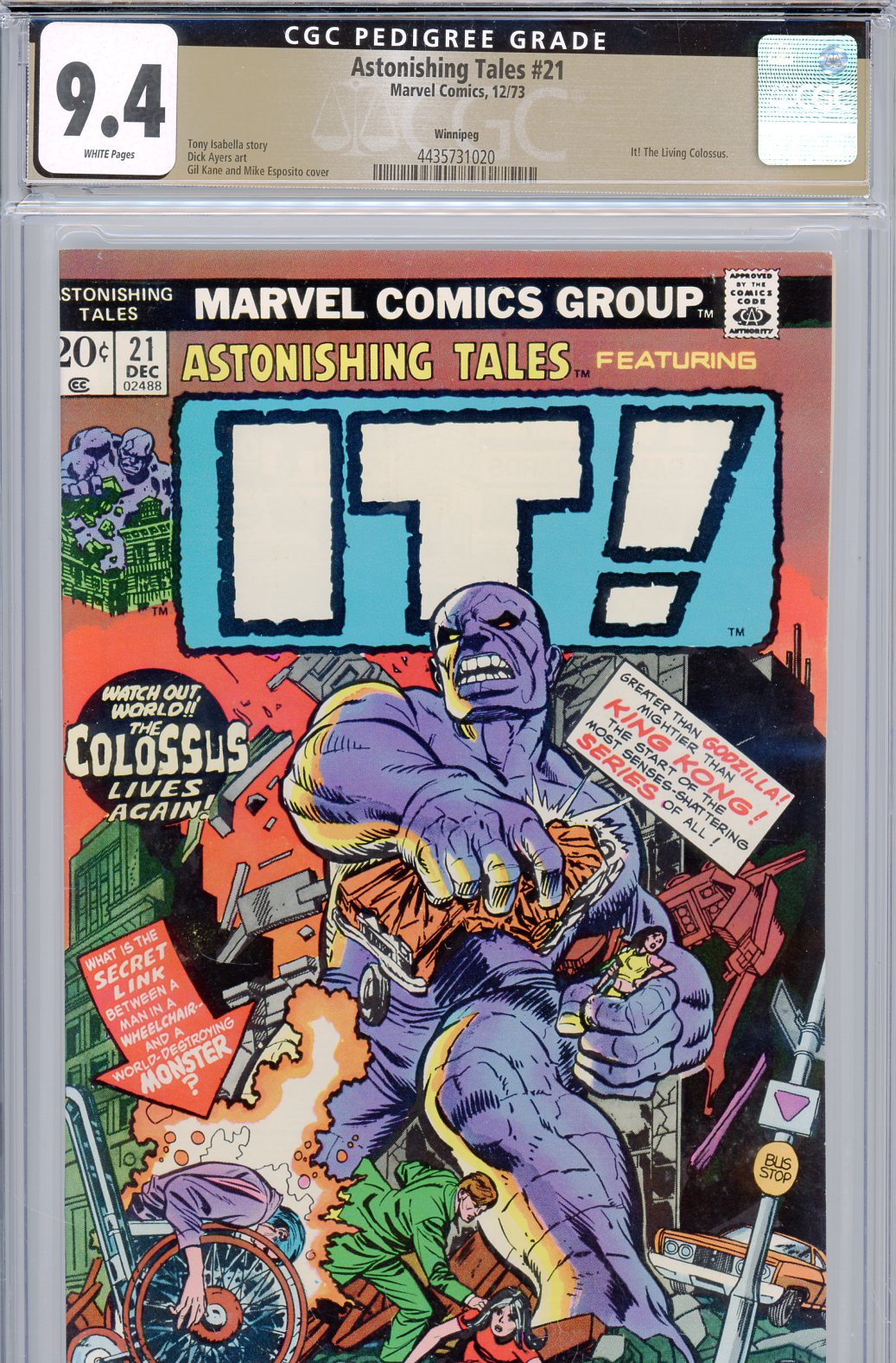 Astonishing Tales #21 CGC 9.4 w Winnipeg