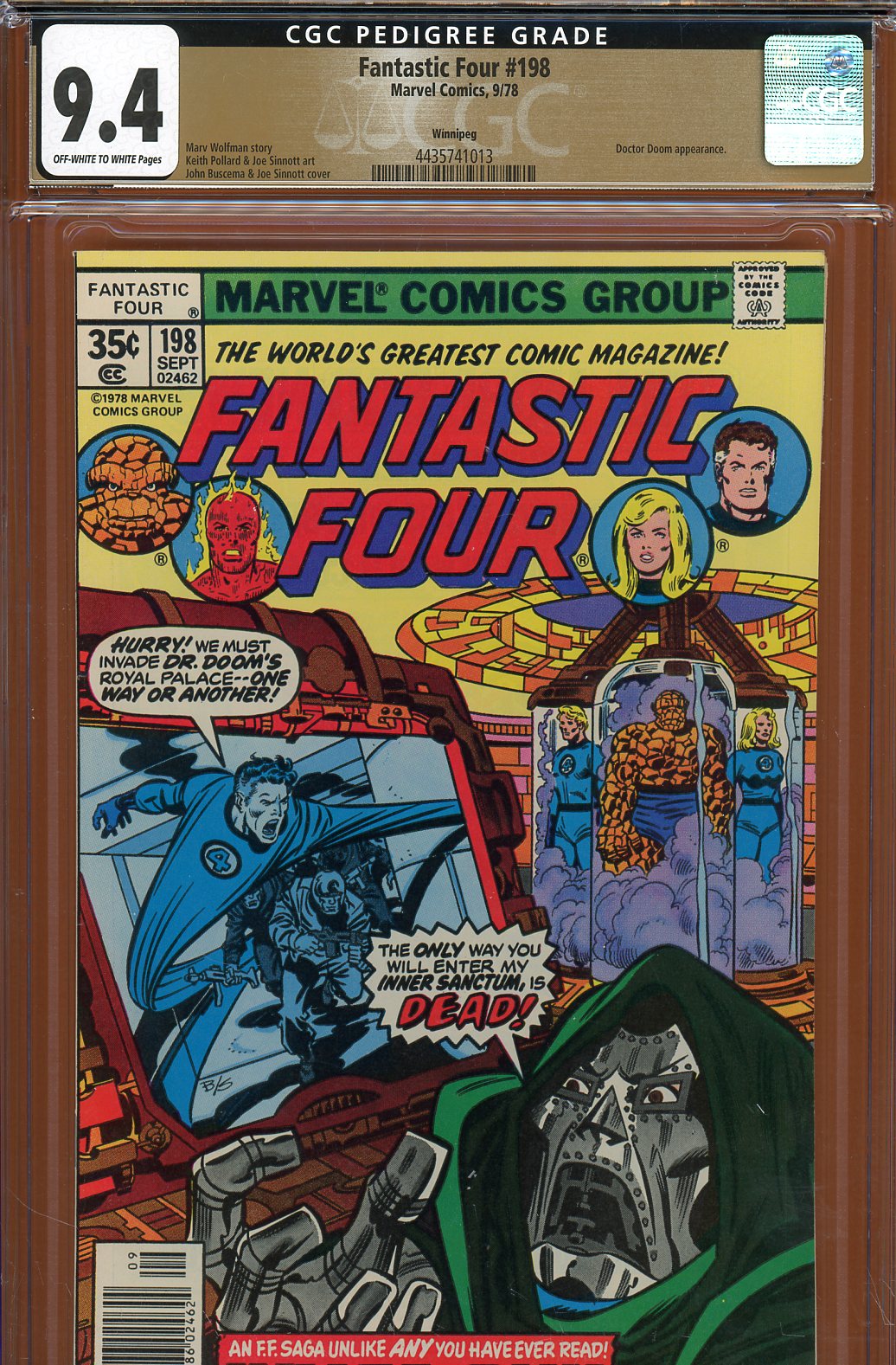 Fantastic Four #198 CGC 9.4 ow/w Winnipeg