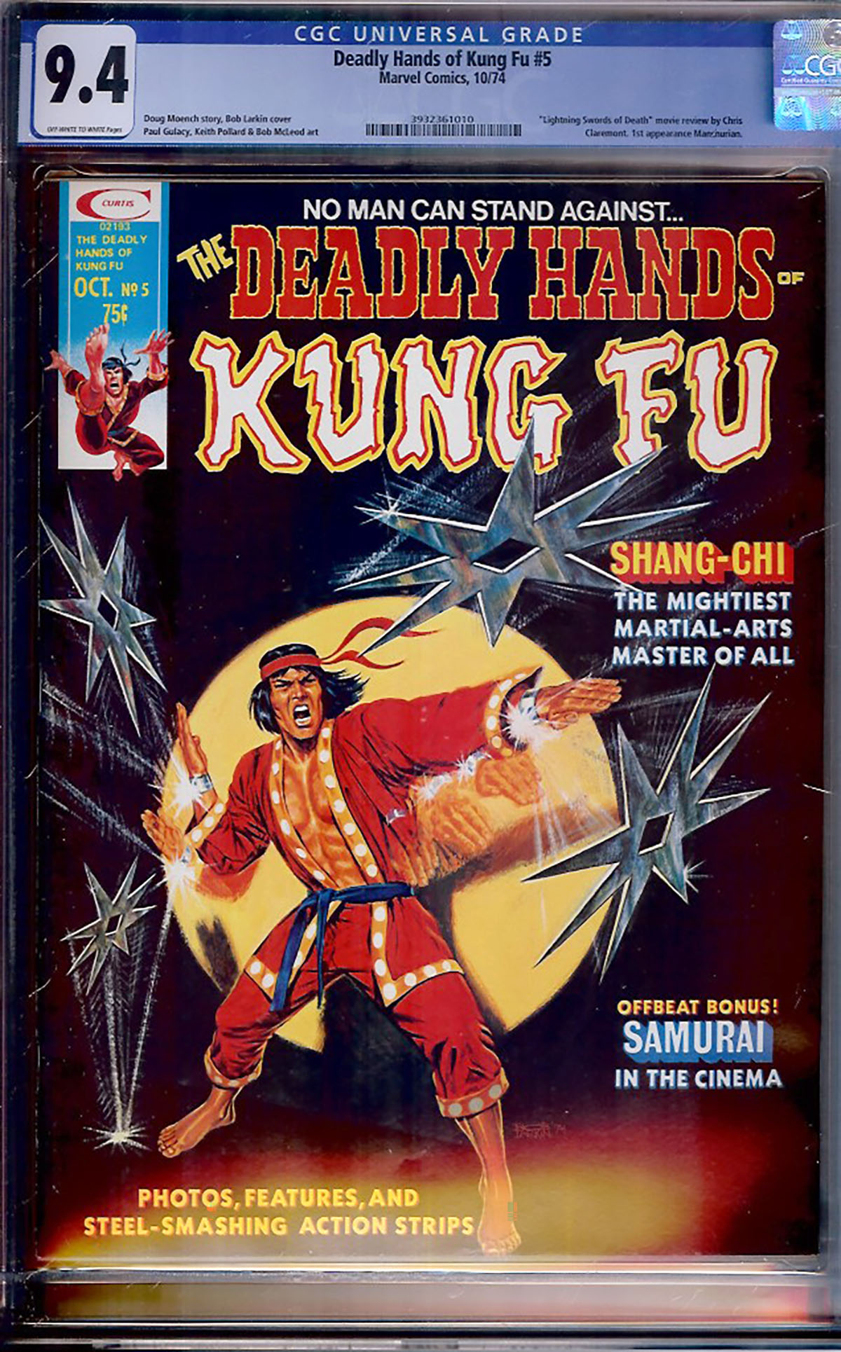 Deadly Hands of Kung Fu #5 CGC 9.4 ow/w