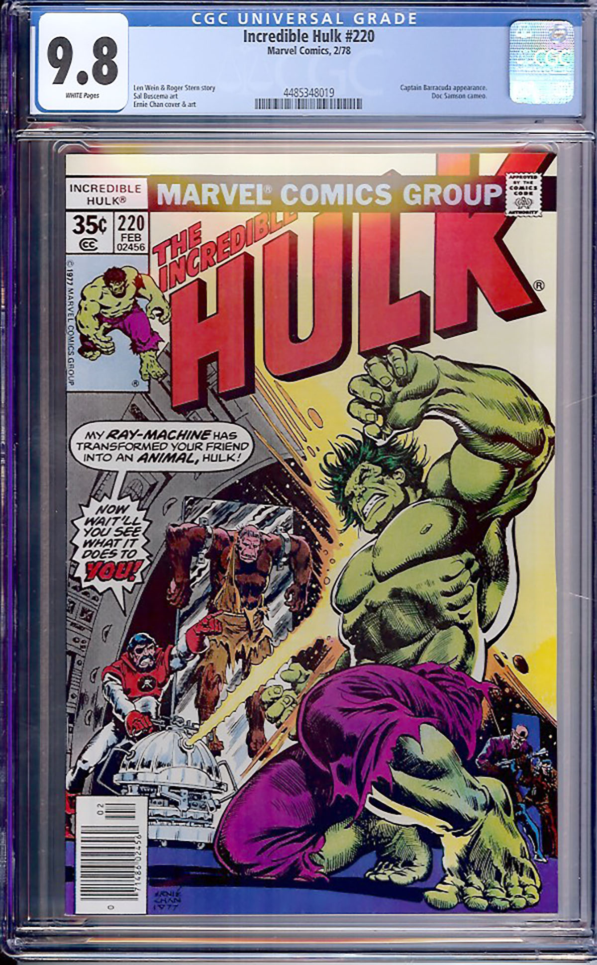 Incredible Hulk #220 CGC 9.8 w