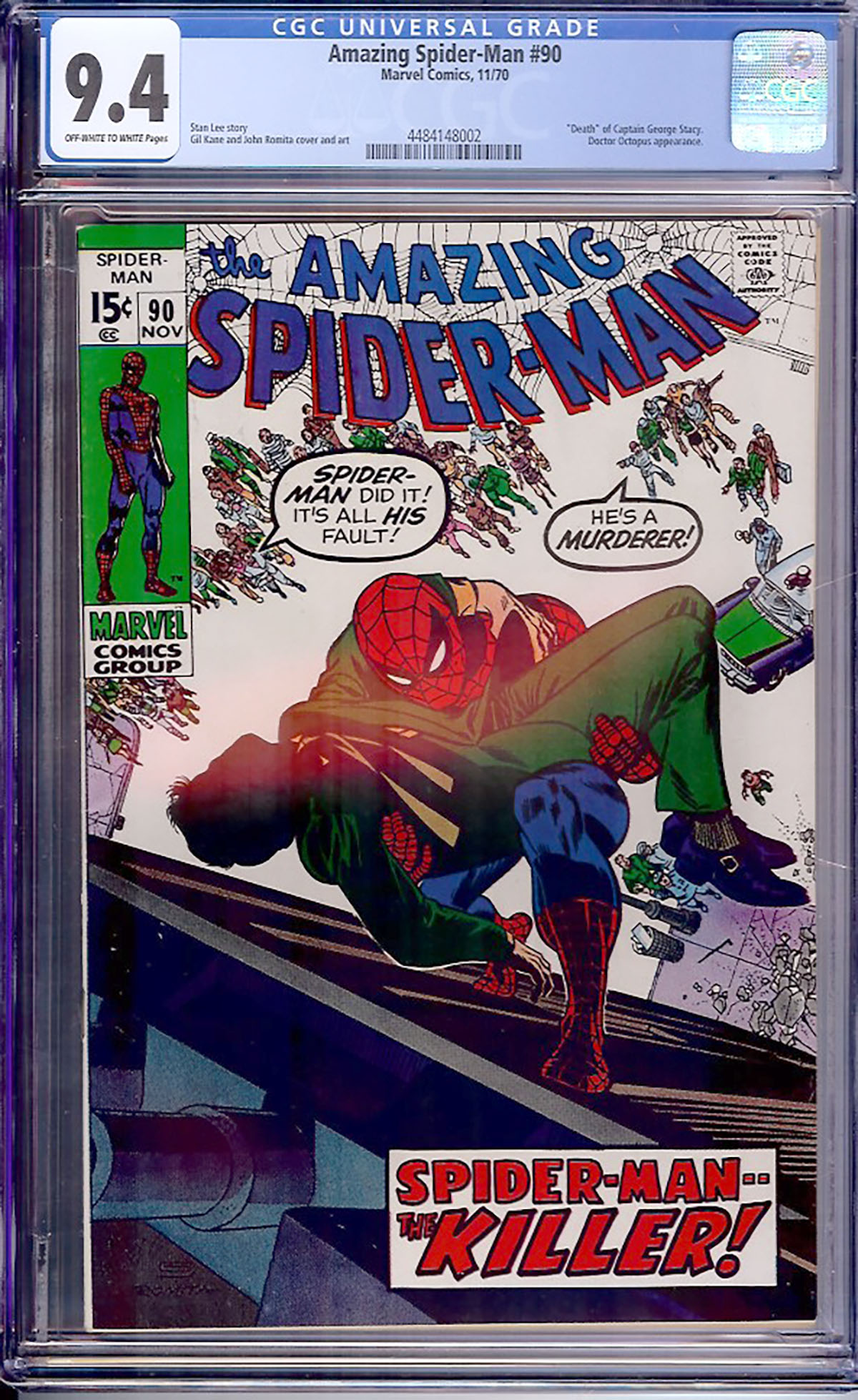 Amazing Spider-Man #90 CGC 9.4 ow/w