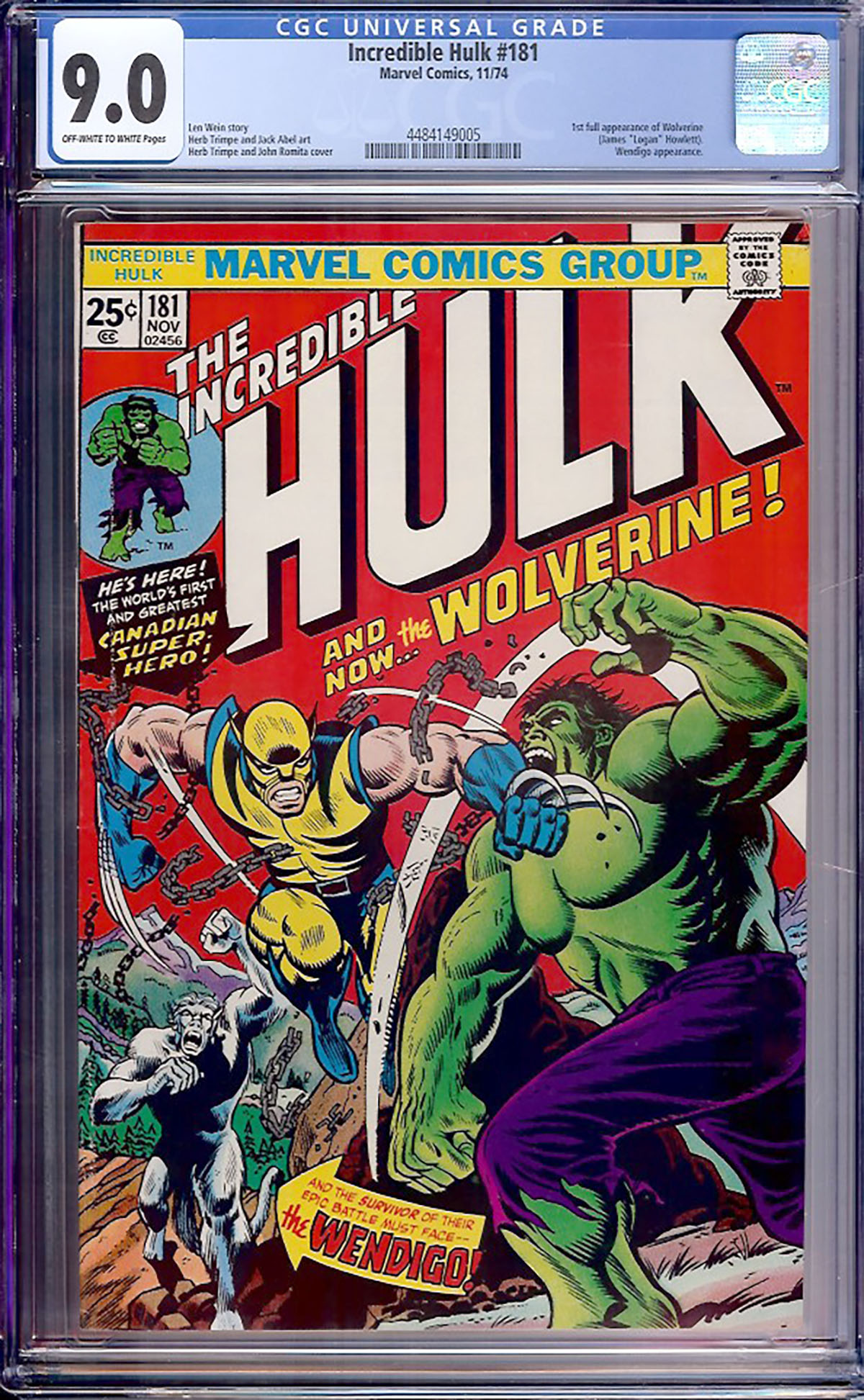 Incredible Hulk #181 CGC 9.0 ow/w