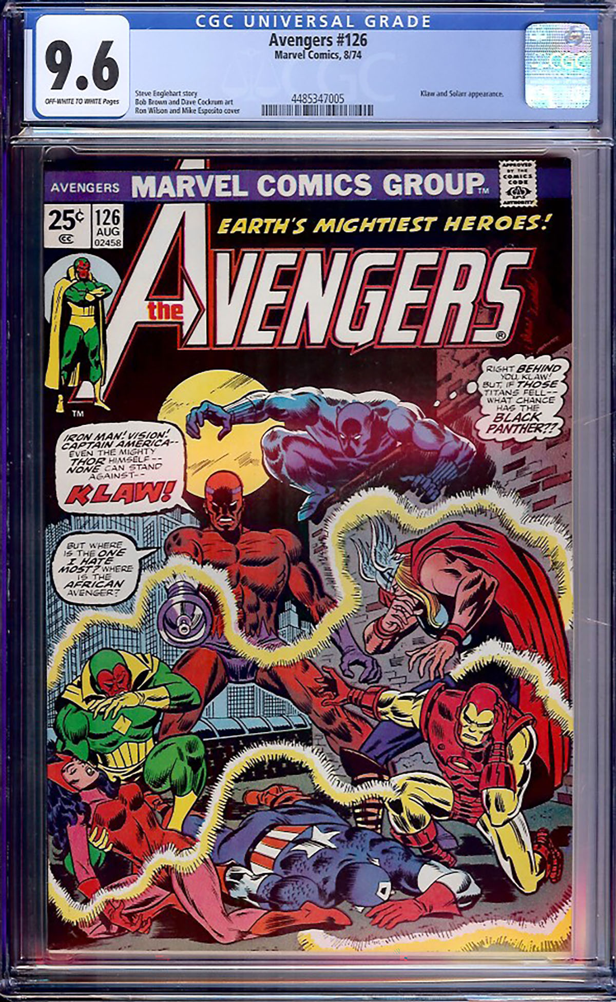 Avengers #126 CGC 9.6 ow/w