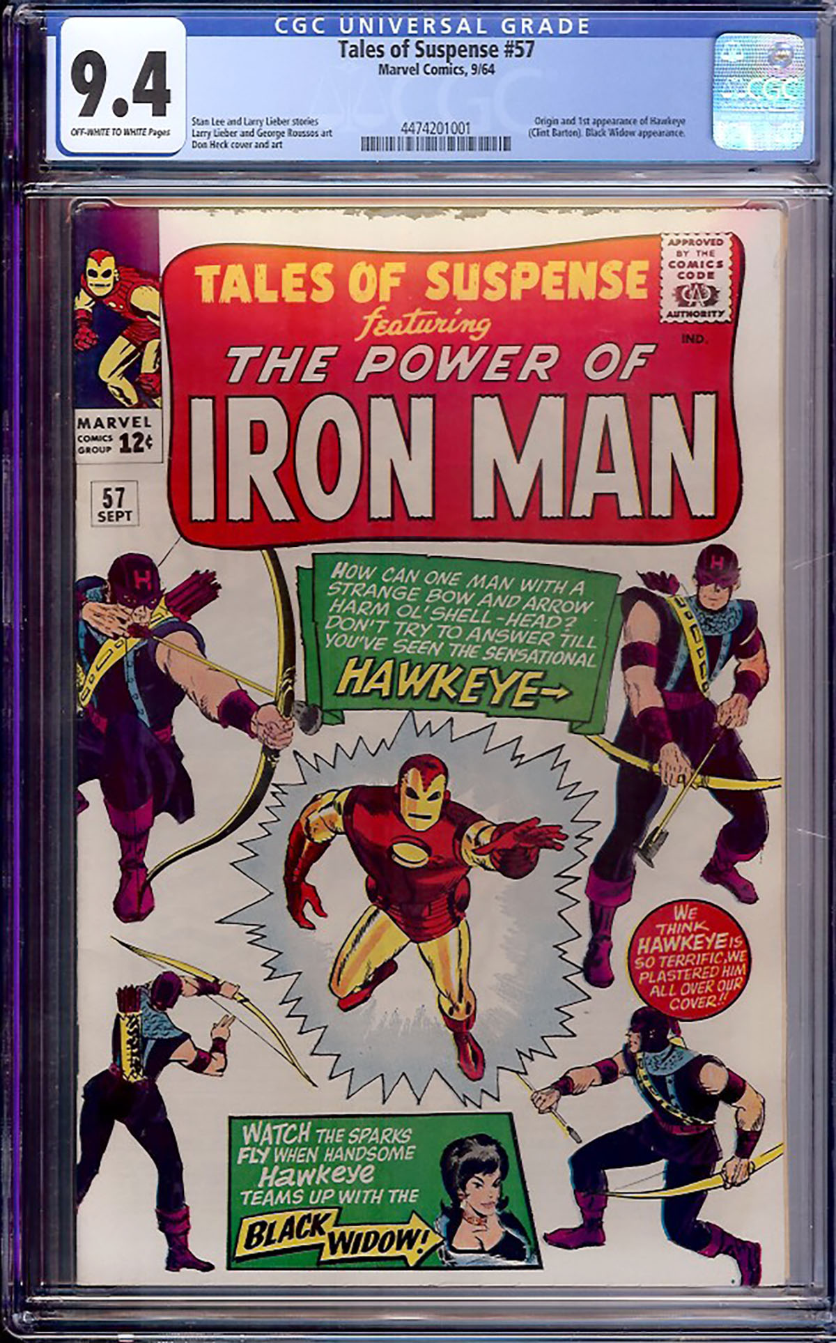 Tales of Suspense #57 CGC 9.4 ow/w