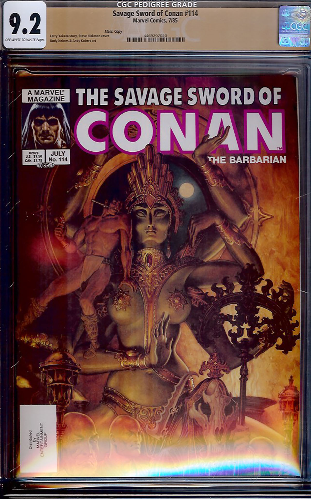 Savage Sword of Conan #114 CGC 9.2 ow/w Mass. Copy