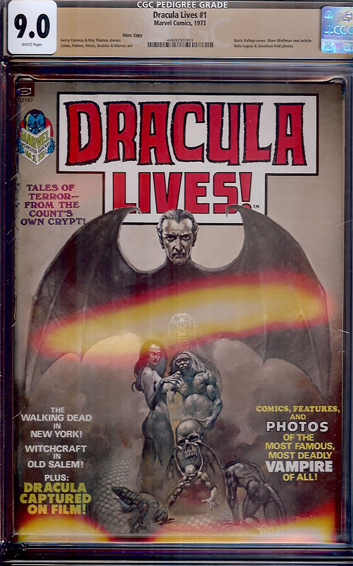 Dracula Lives #1 CGC 9.0 w Mass. Copy