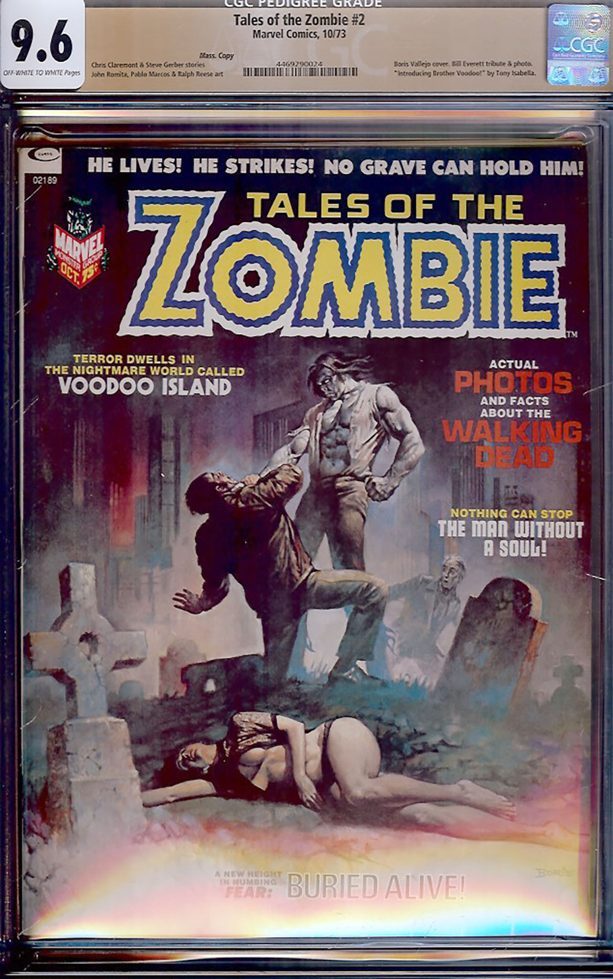 Tales of the Zombie #2 CGC 9.6 ow/w Mass. Copy