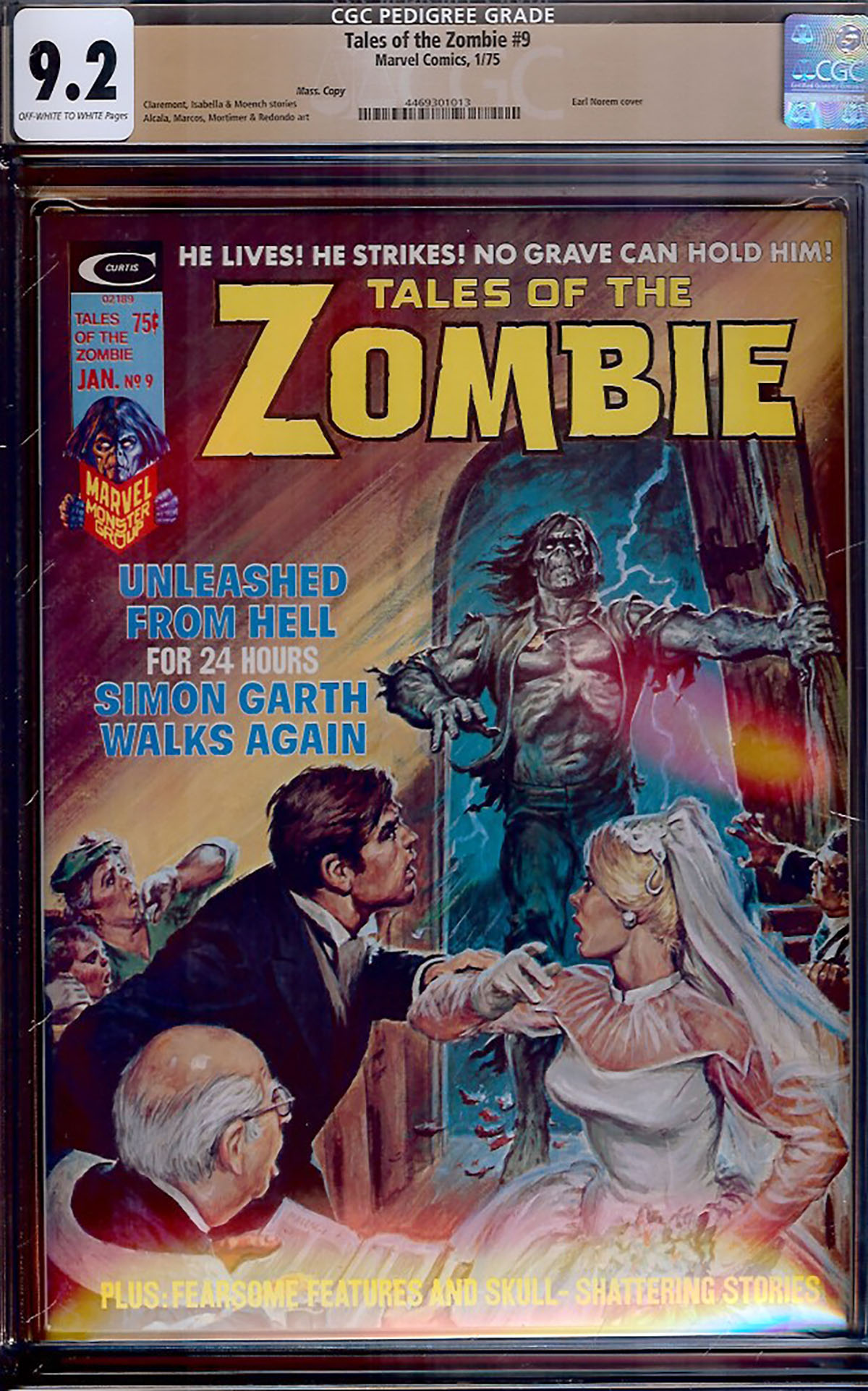 Tales of the Zombie #9 CGC 9.2 ow/w Mass. Copy