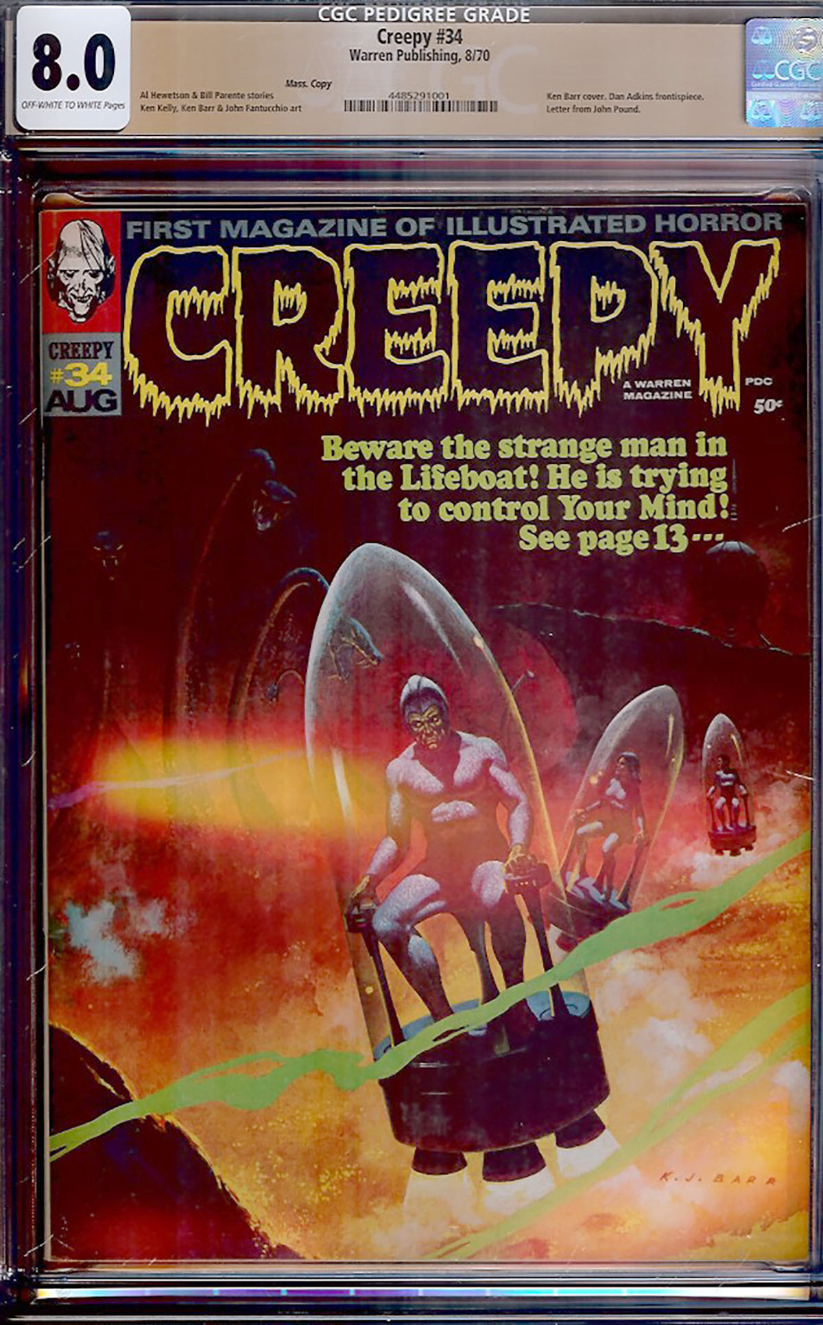 Creepy #34 CGC 8.0 ow/w Mass. Copy