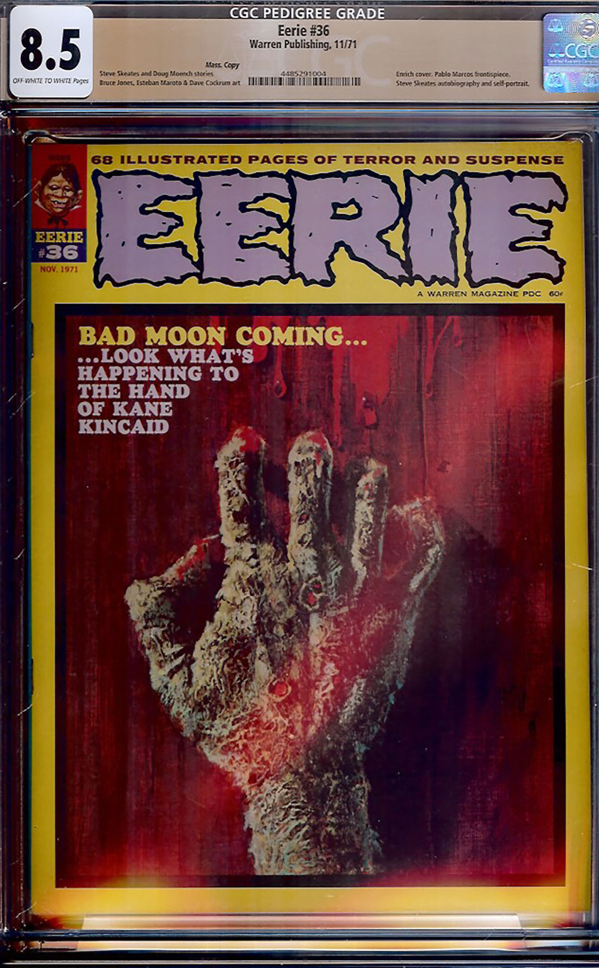 Eerie #36 CGC 8.5 ow/w Mass. Copy