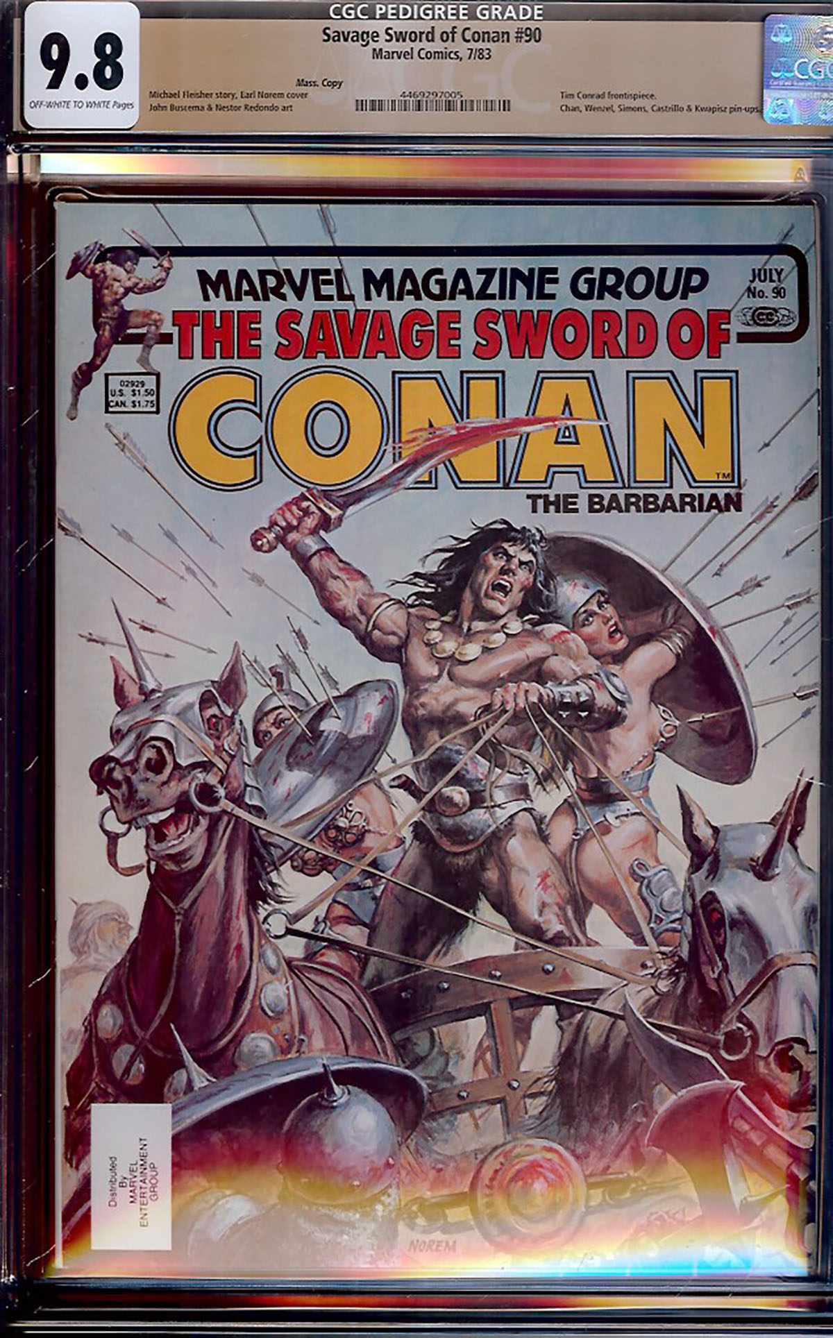 Savage Sword of Conan #90 CGC 9.8 ow/w Mass. Copy