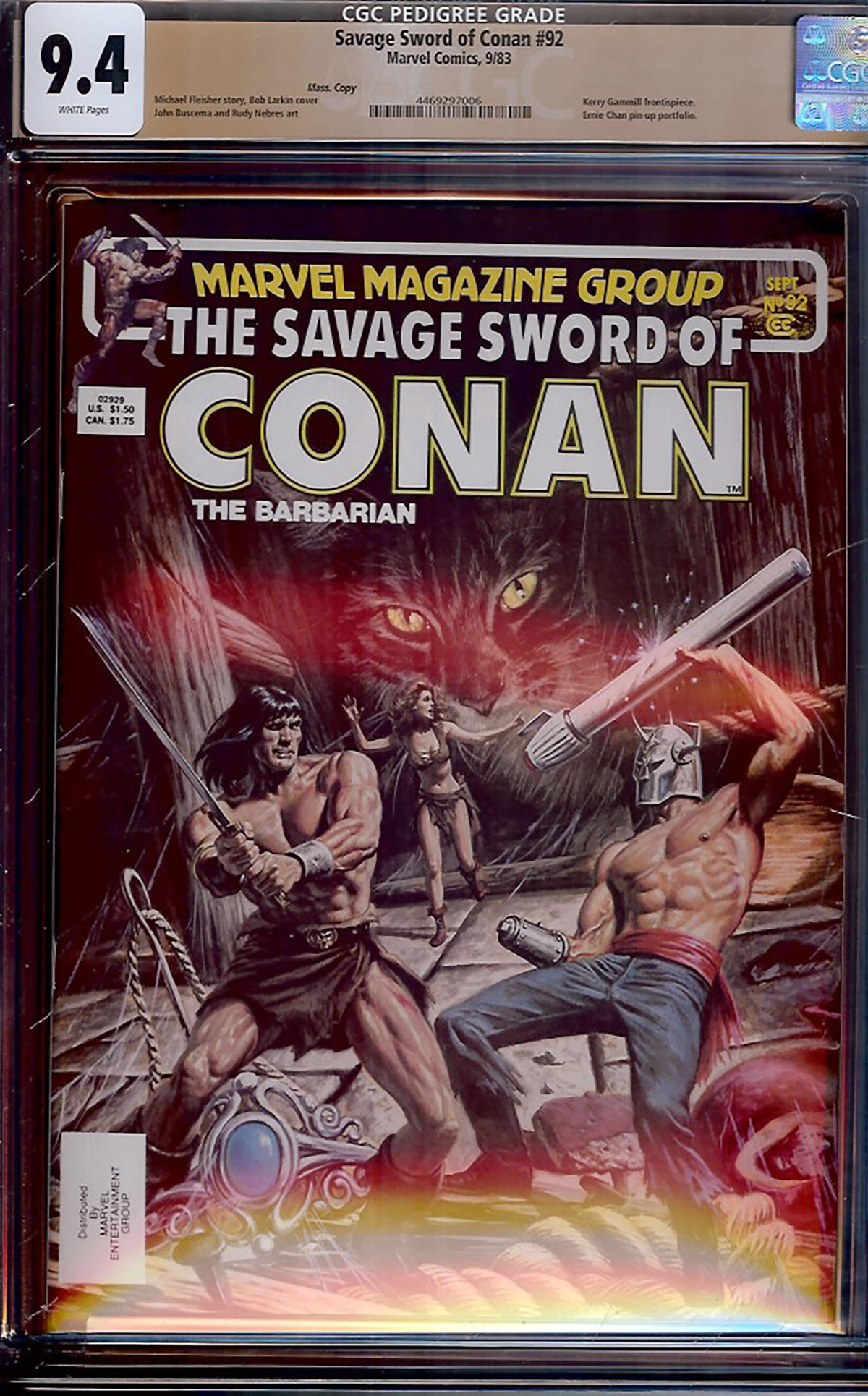 Savage Sword of Conan #92 CGC 9.4 w Mass. Copy