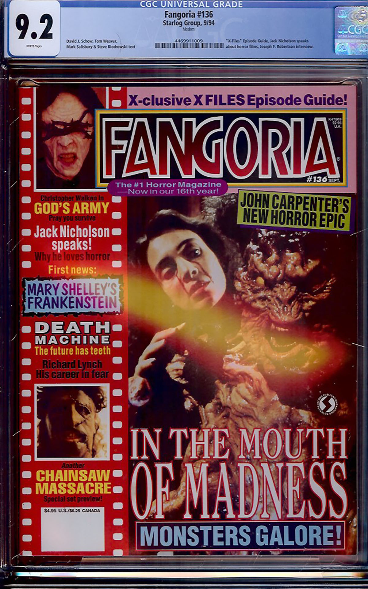 Fangoria #136 CGC 9.2 w