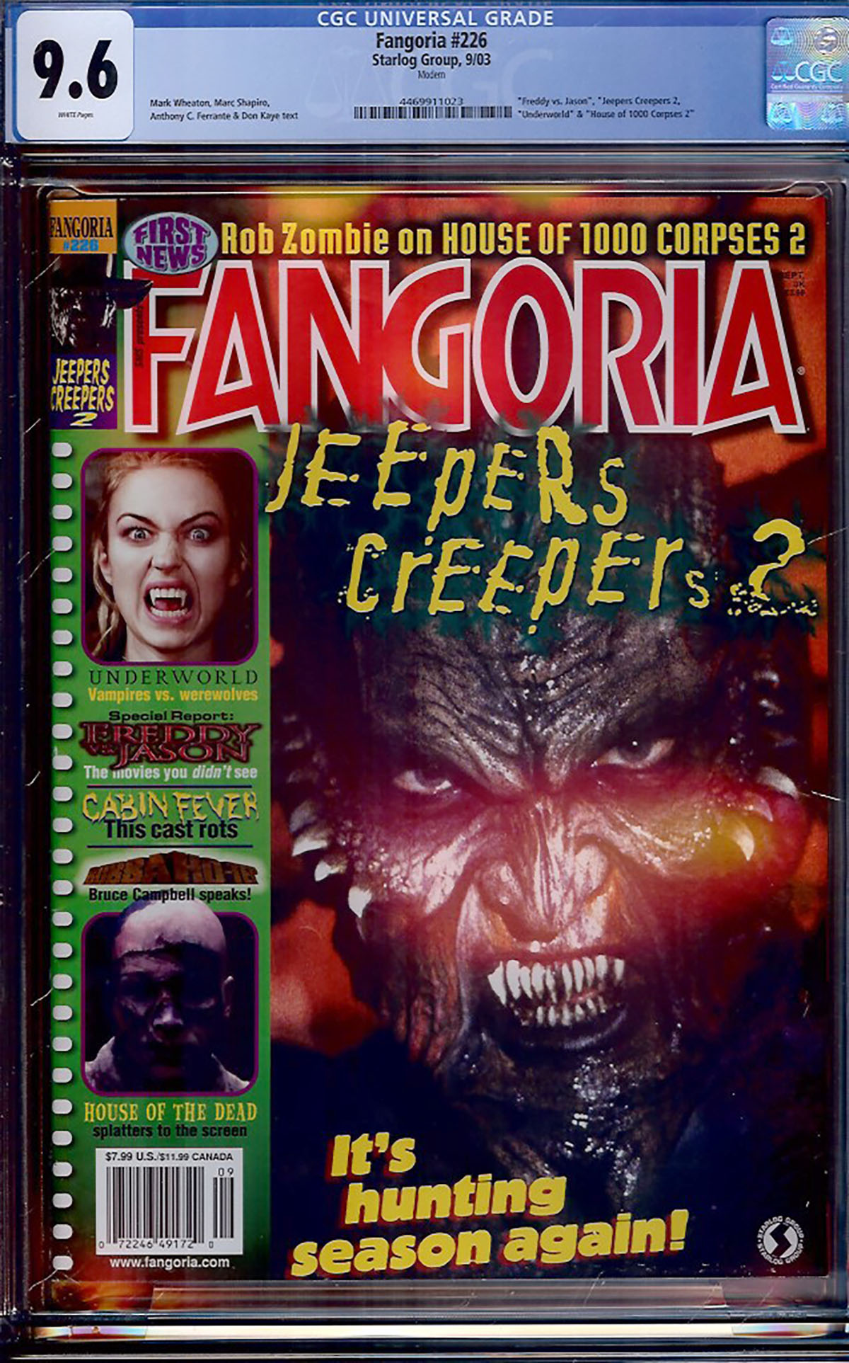 Fangoria #226 CGC 9.6 w