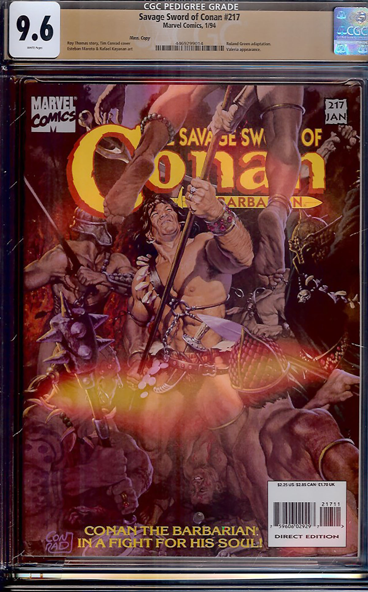 Savage Sword of Conan #217 CGC 9.6 w Mass. Copy