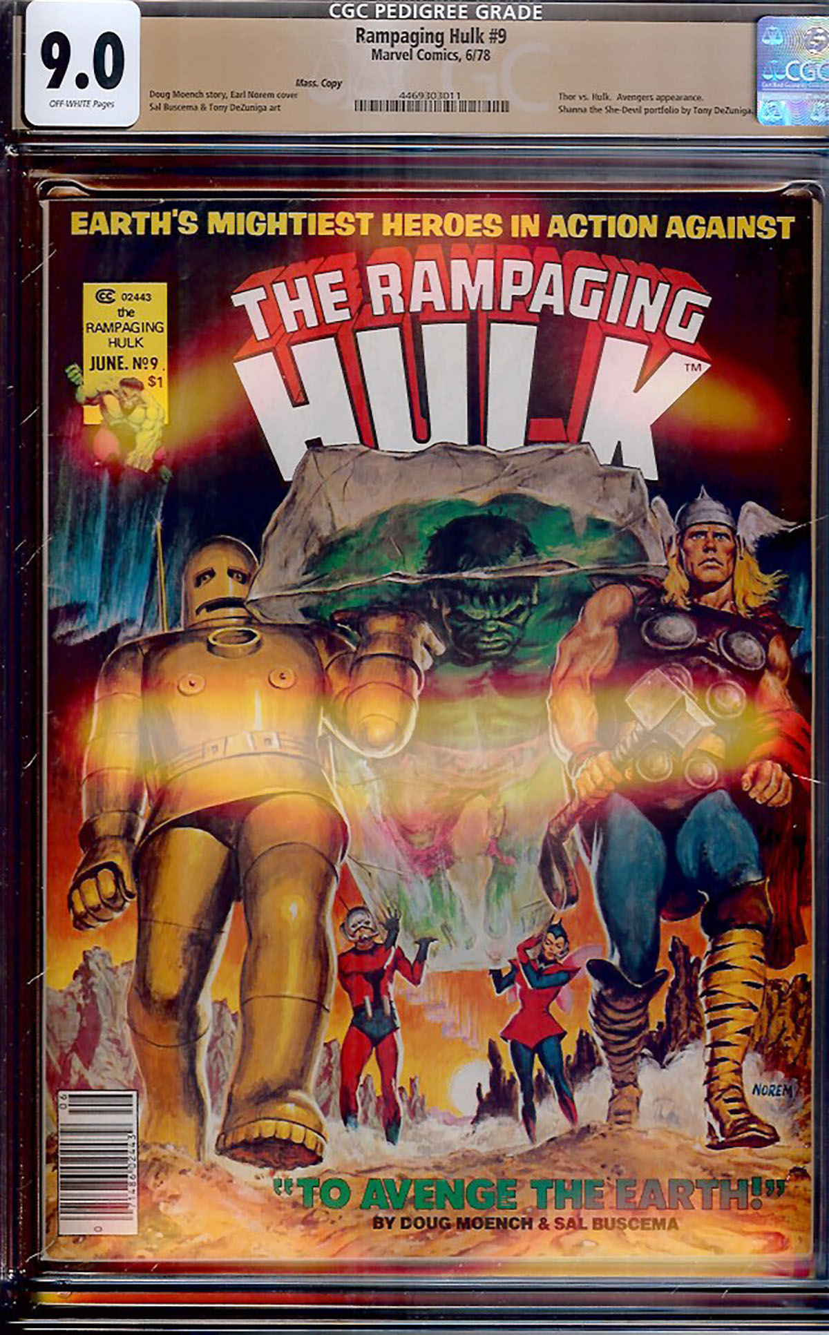 Rampaging Hulk #9 CGC 9.0 ow Mass. Copy