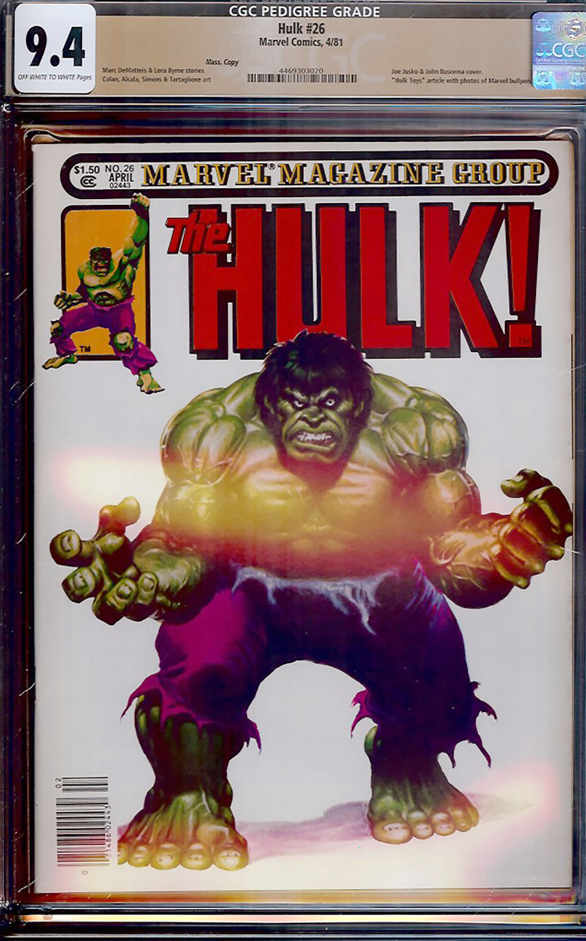 Hulk #26 CGC 9.4 ow/w Mass. Copy