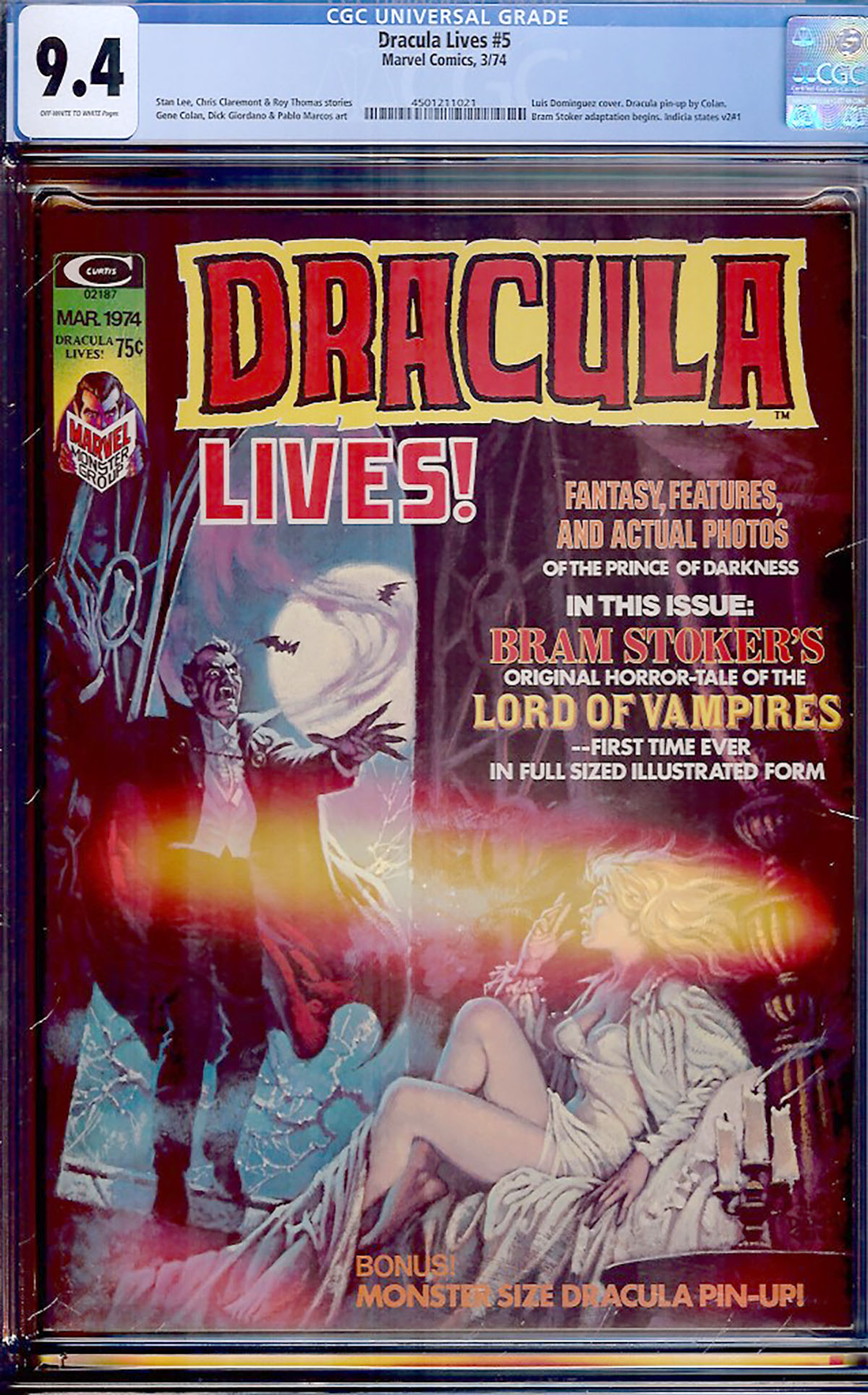 Dracula Lives #5 CGC 9.4 ow/w