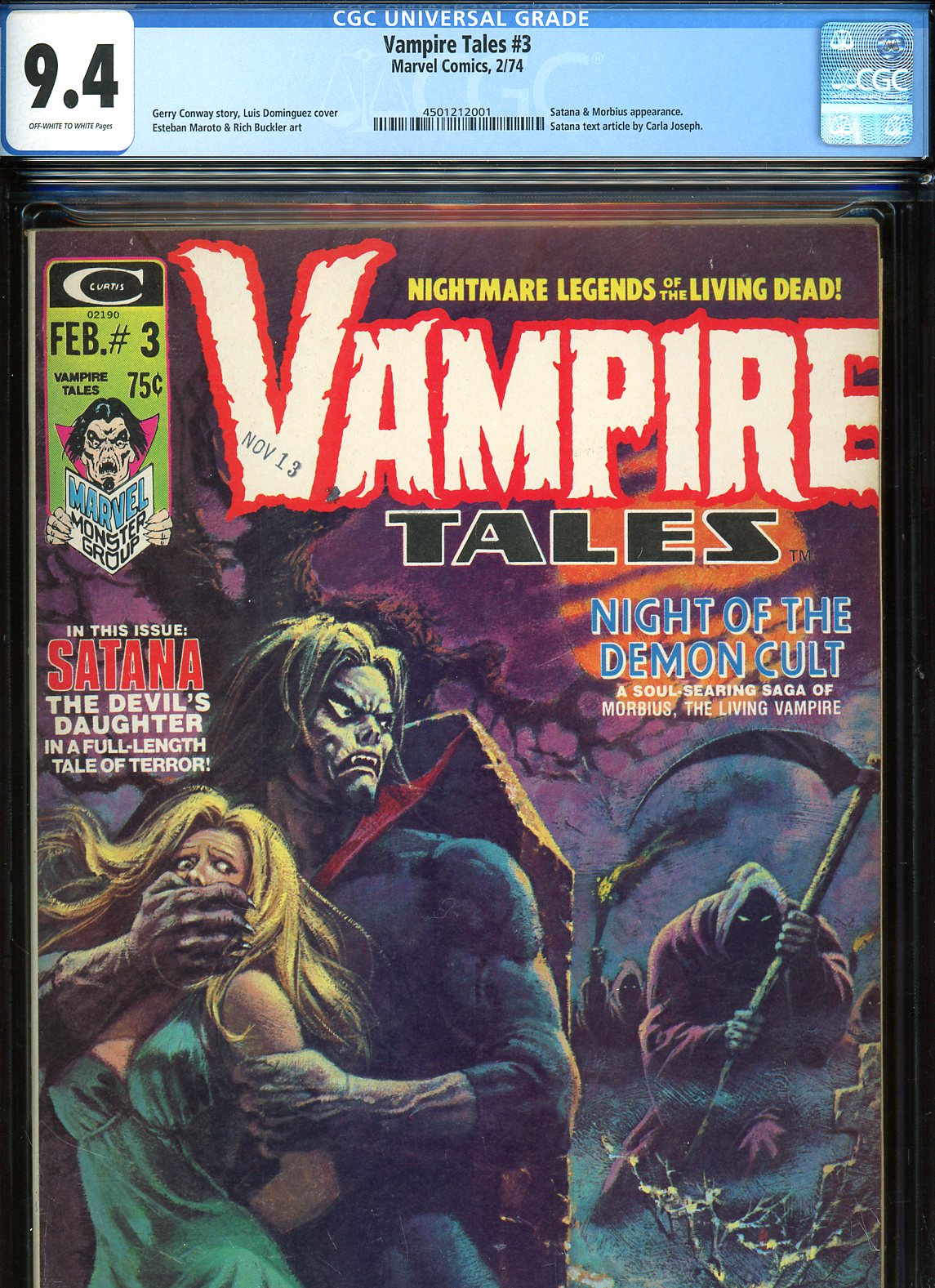 Vampire Tales #3 CGC 9.4 ow/w